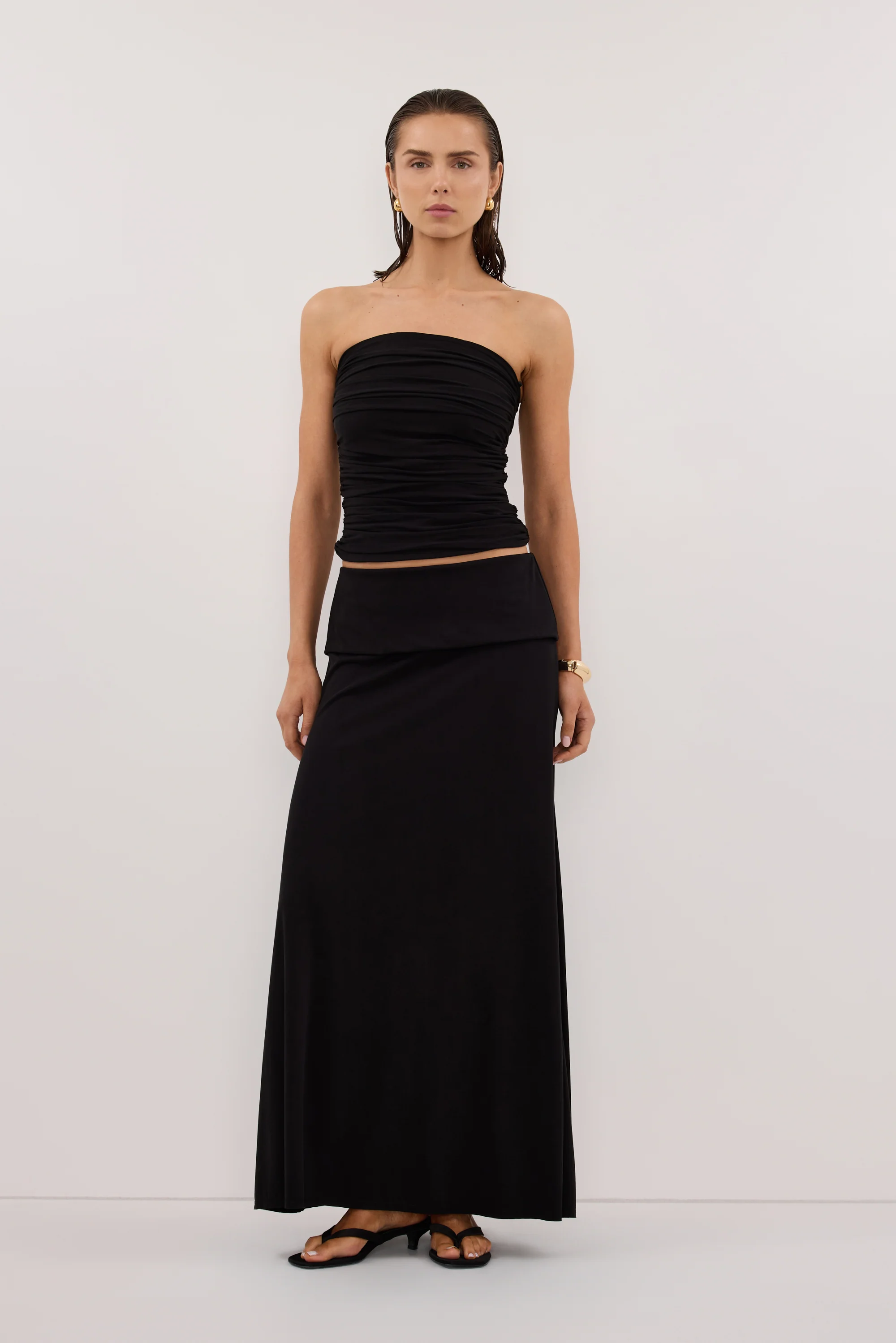 SHARI BLACK STRAPLESS BANDEAU TOP
