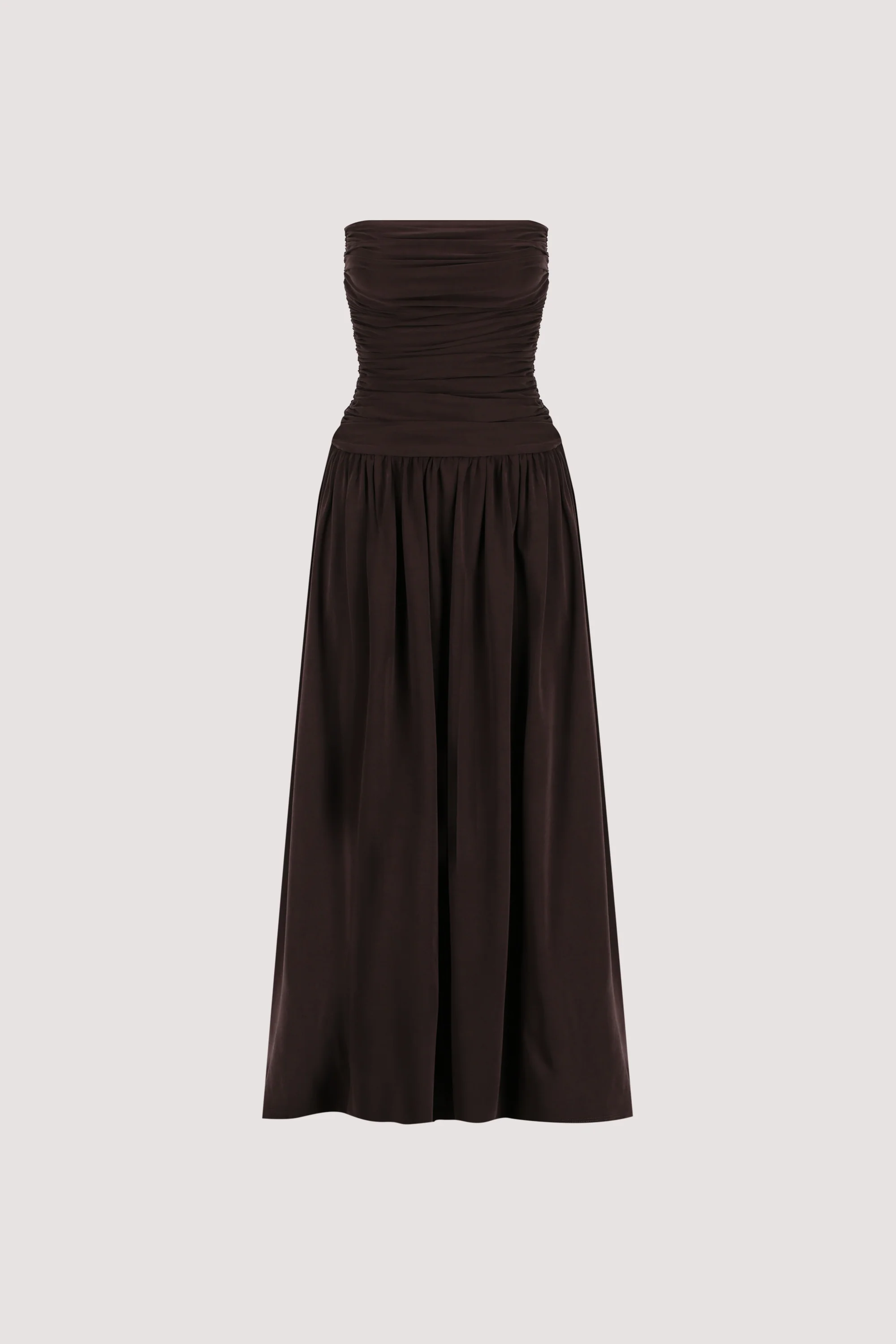 SHARI BURNT CHOC STRAPLESS BANDEAU MIDI DRESS - Image 9