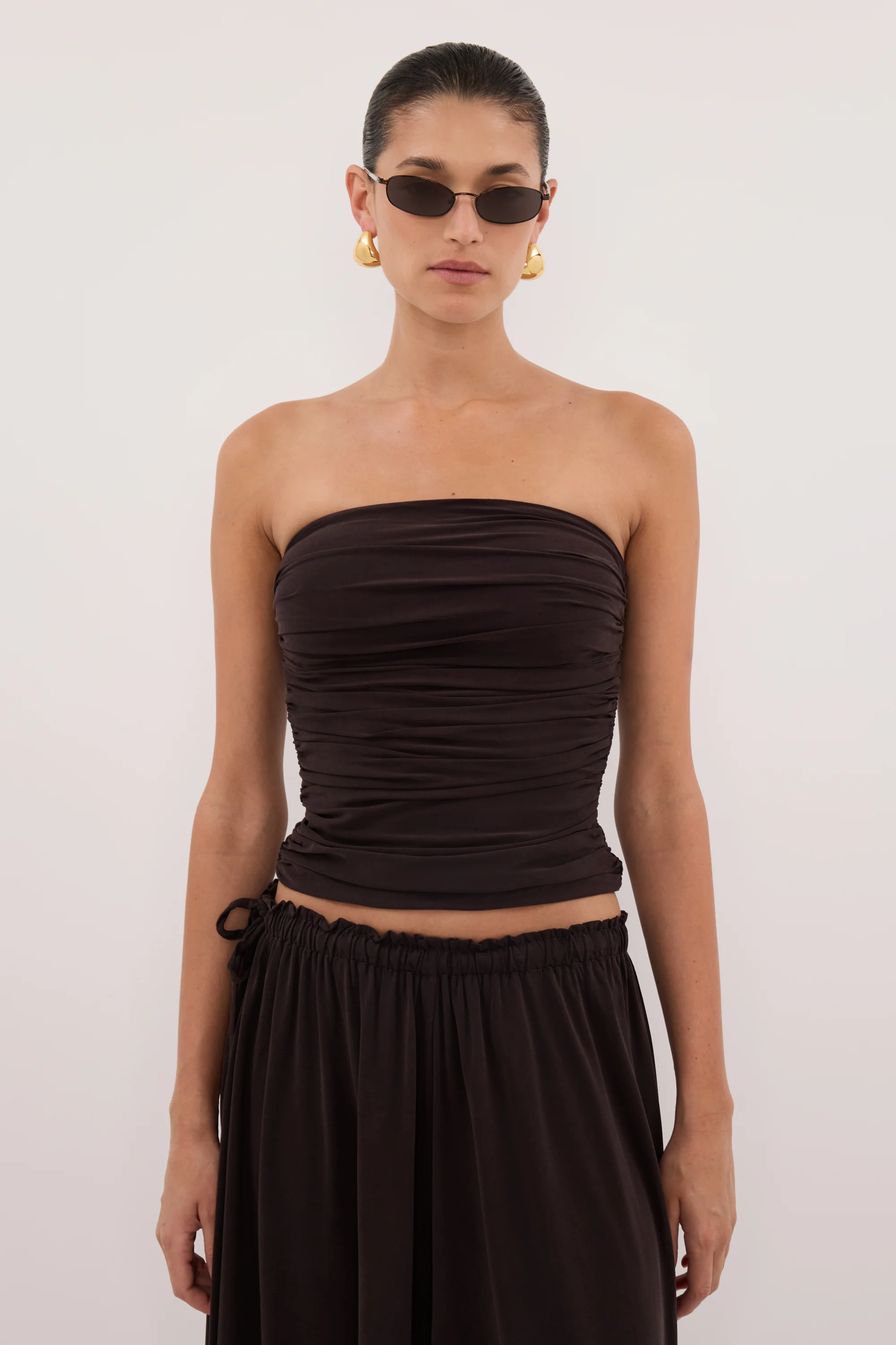 SHARI BURNT CHOC STRAPLESS BANDEAU TOP - Image 2