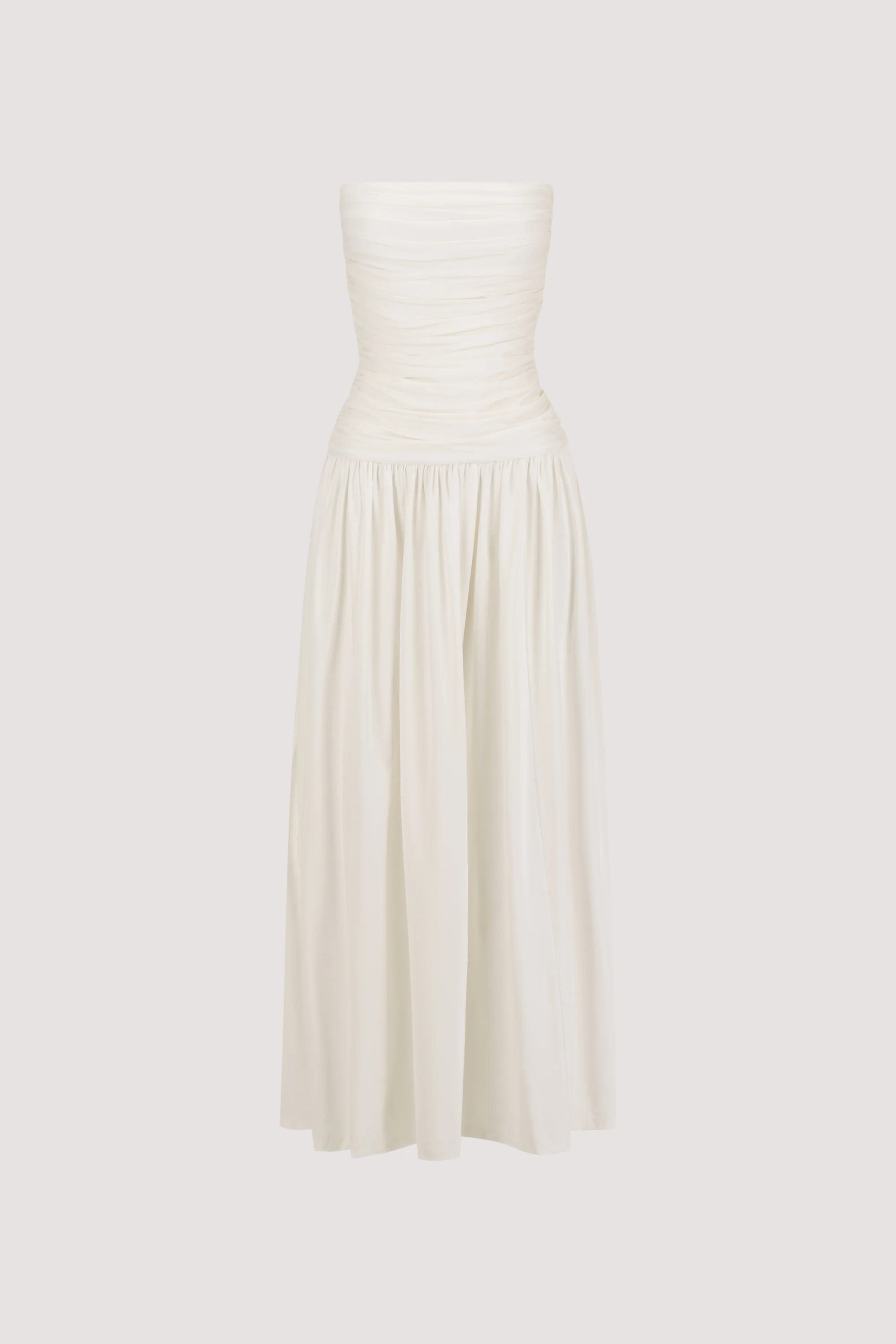 SHARI OFF WHITE STRAPLESS BANDEAU MIDI DRESS - Image 6
