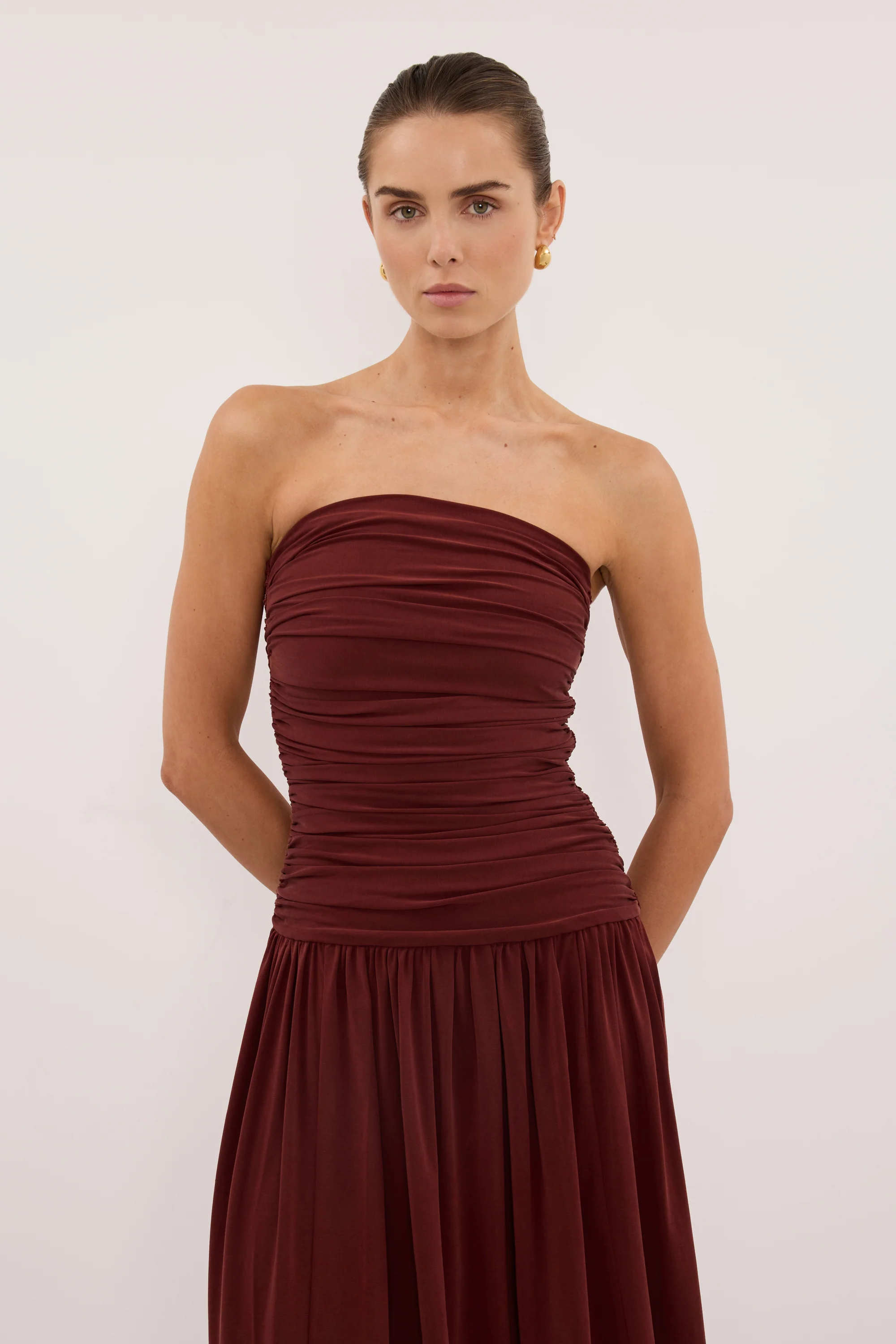 SHARI SAHARA STRAPLESS BANDEAU MIDI DRESS - Image 2
