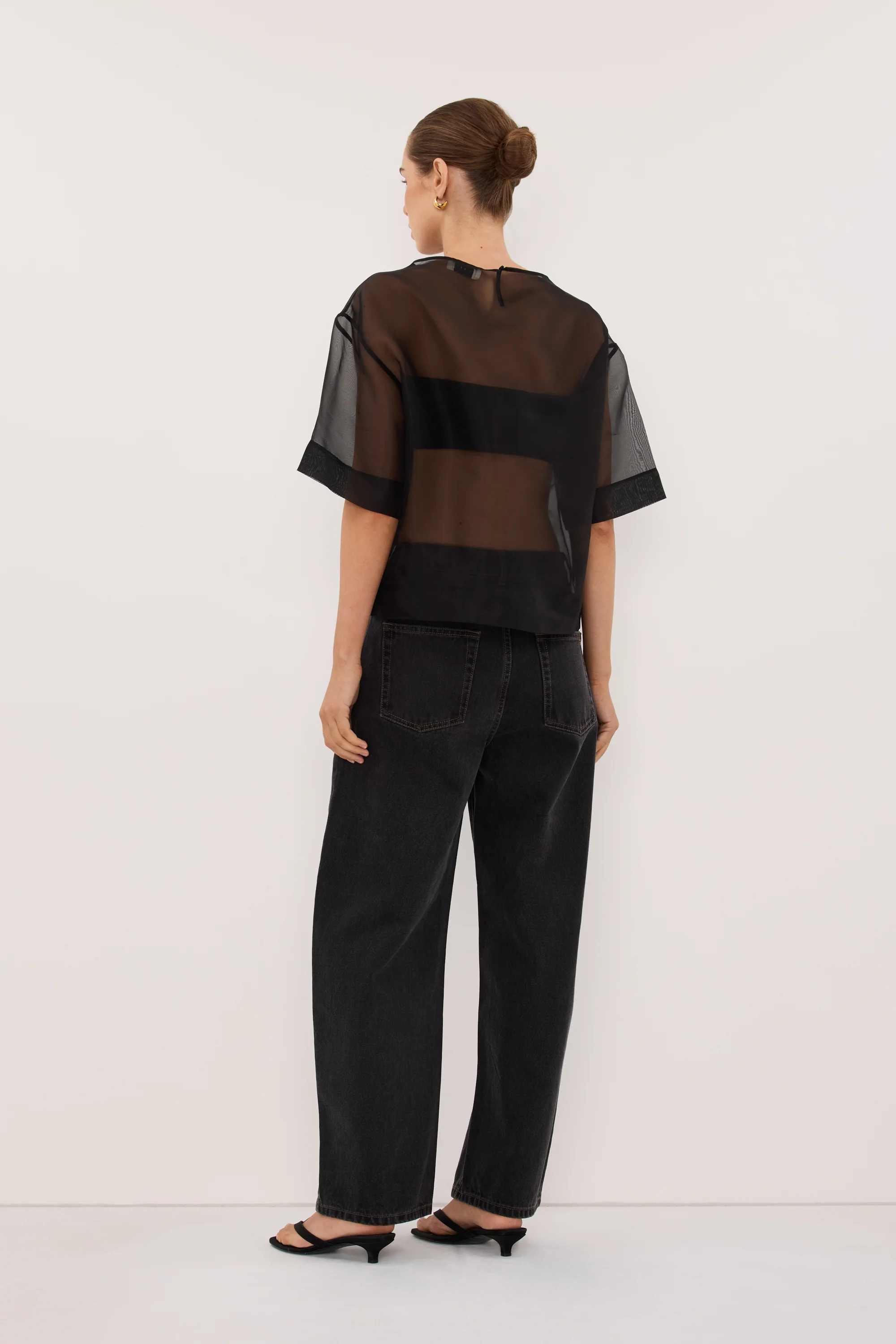 SIAN BLACK SILK ORGANZA TEE - Image 5