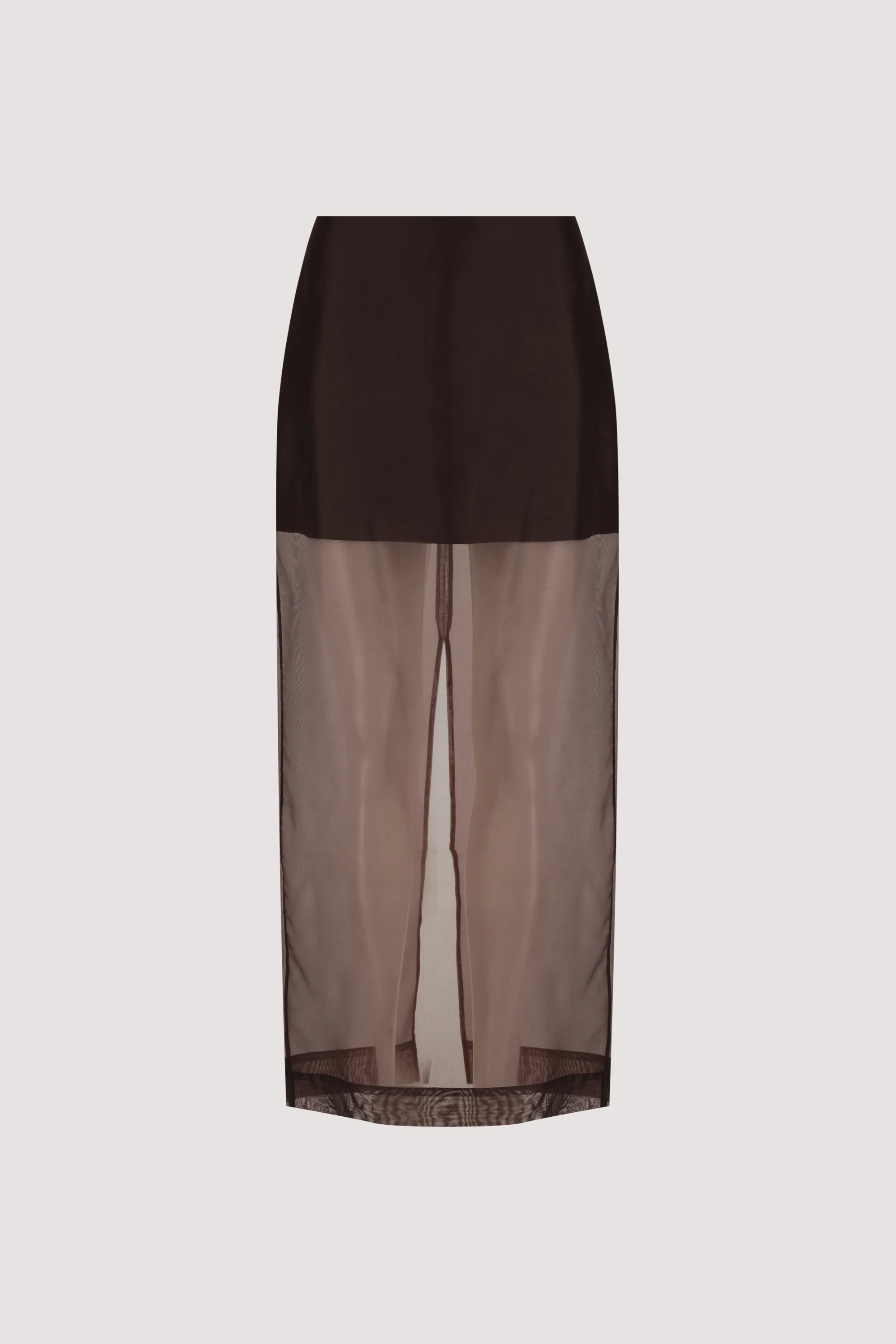SIAN DARK CHOC SILK ORGANZA MIDI SKIRT - Image 9