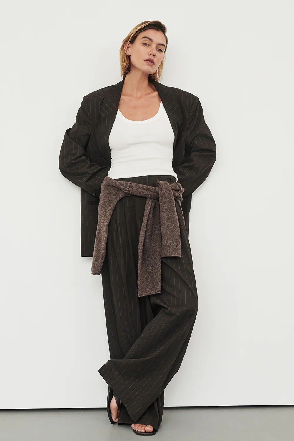 SIAN PEAT CHOC TAILORED WIDE PANT