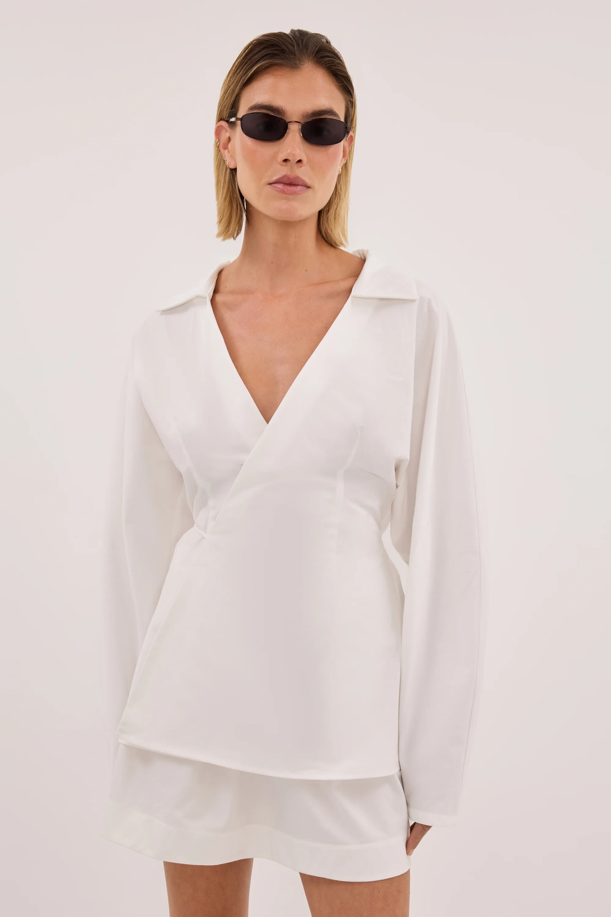 SIENA WHITE COTTON WRAP SHIRT - Image 3