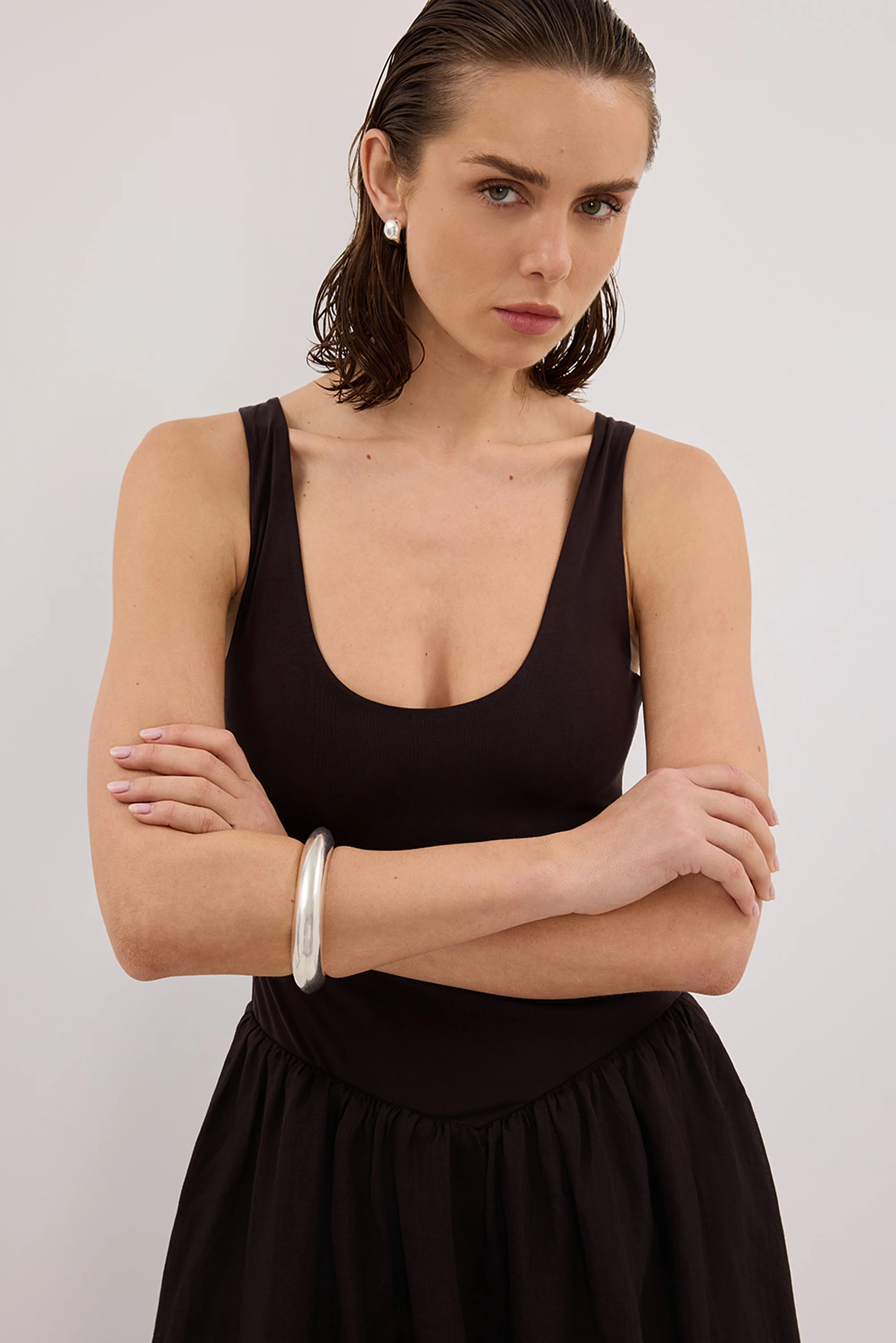 SKYLER BURNT CHOC HYBRID MIDI DRESS - Image 3