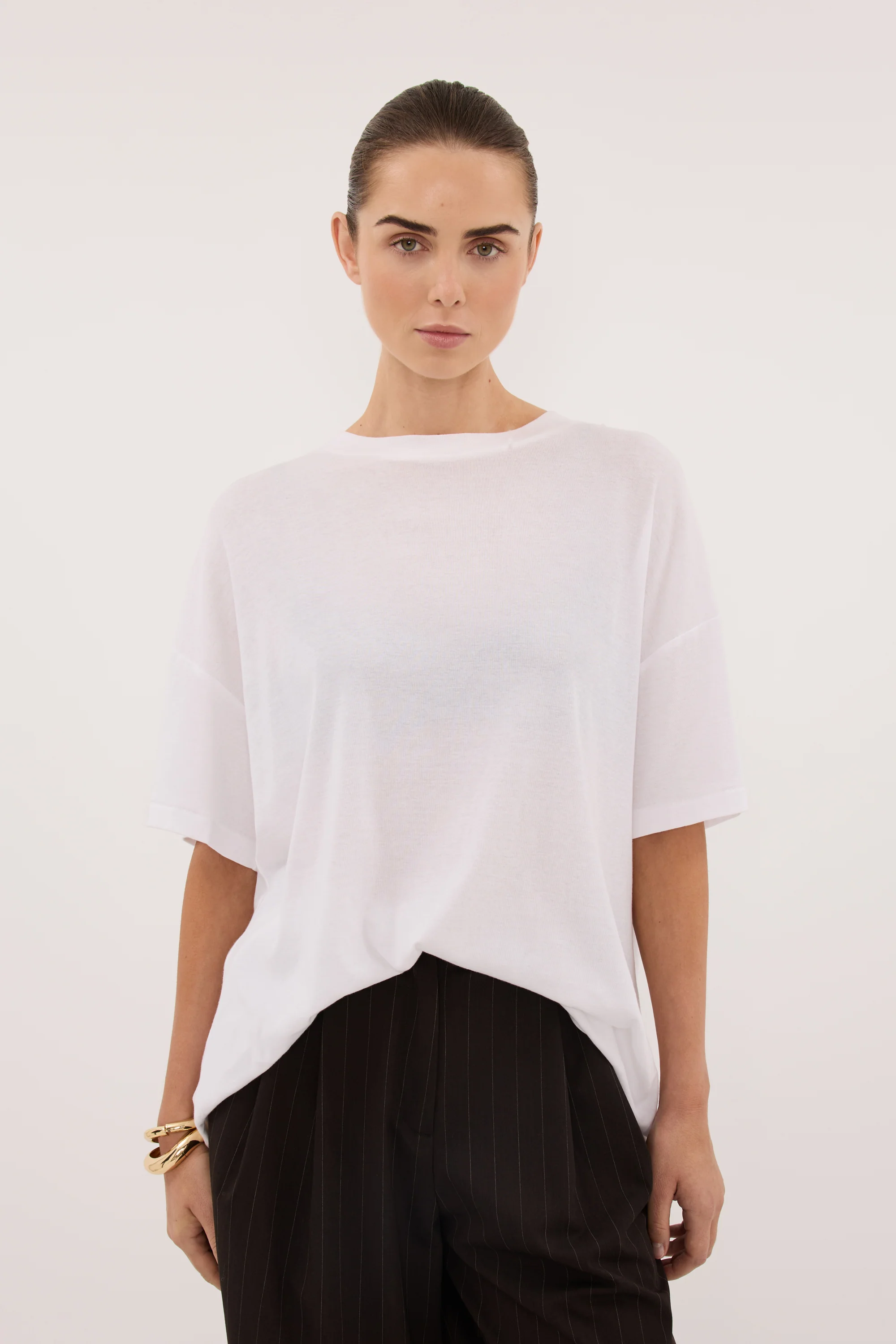 SLOANE WHITE COTTON LONGLINE TEE - Image 3