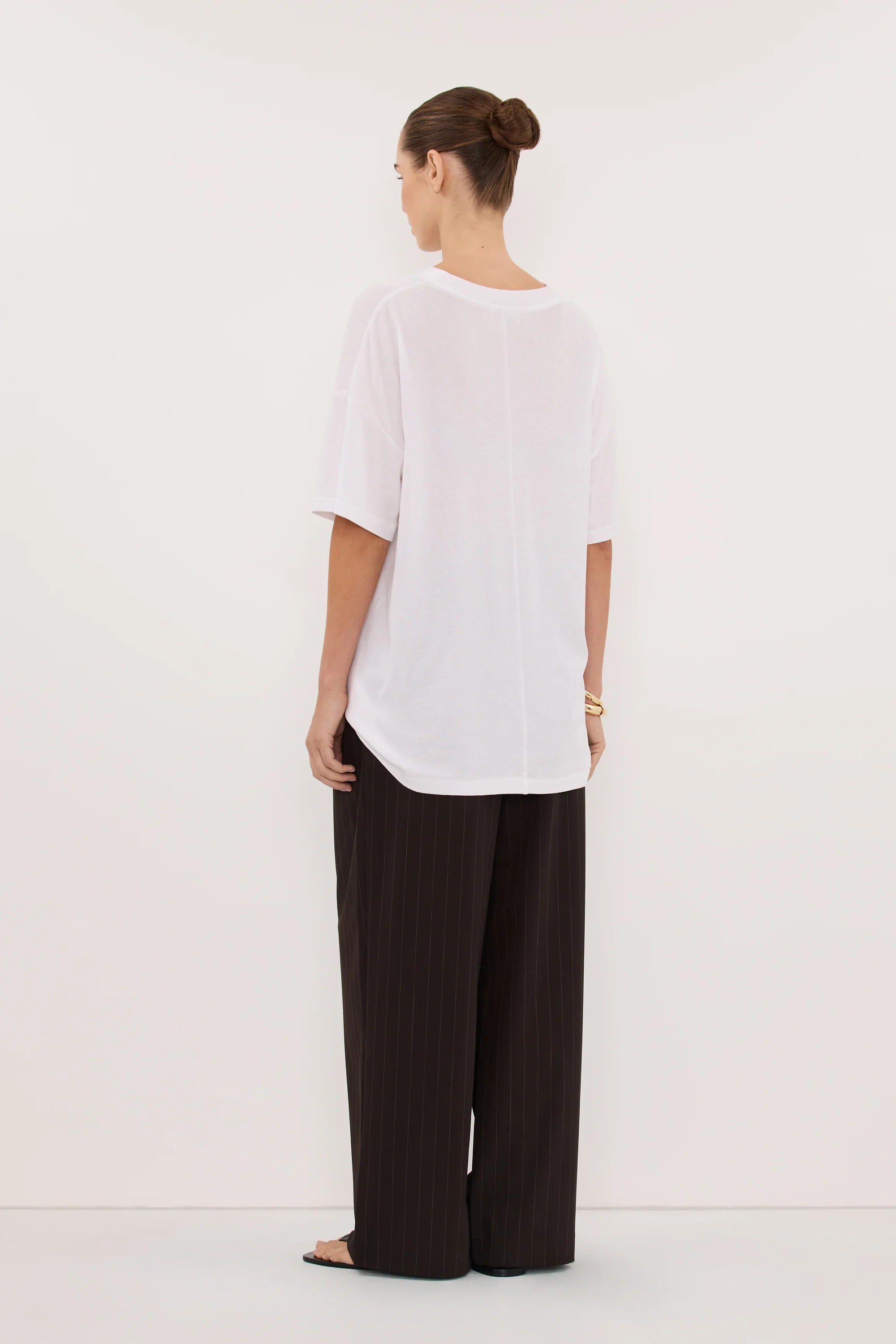 SLOANE WHITE COTTON LONGLINE TEE - Image 4