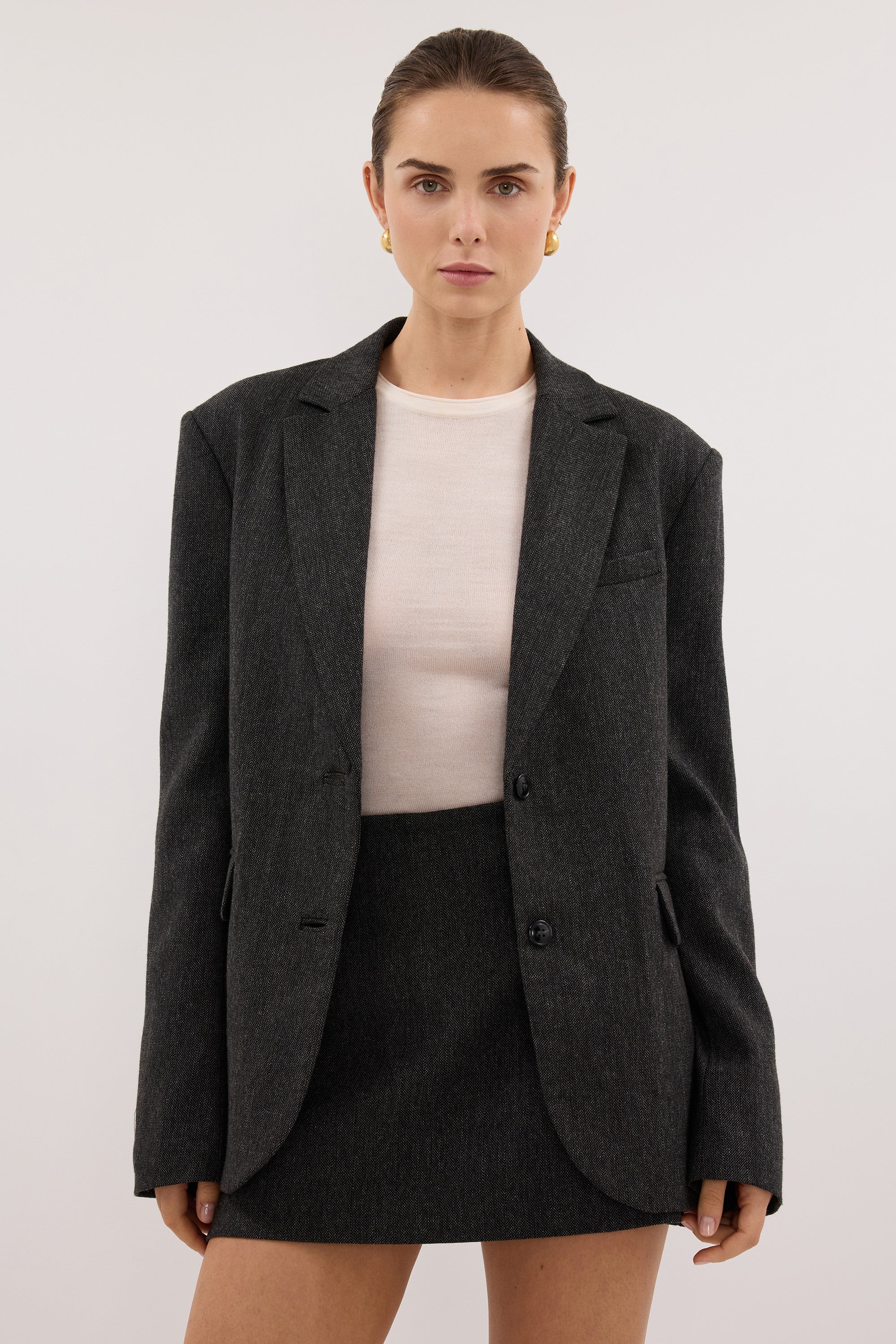 SOFIA DARK GREY TEXTURED SKORT - Image 2