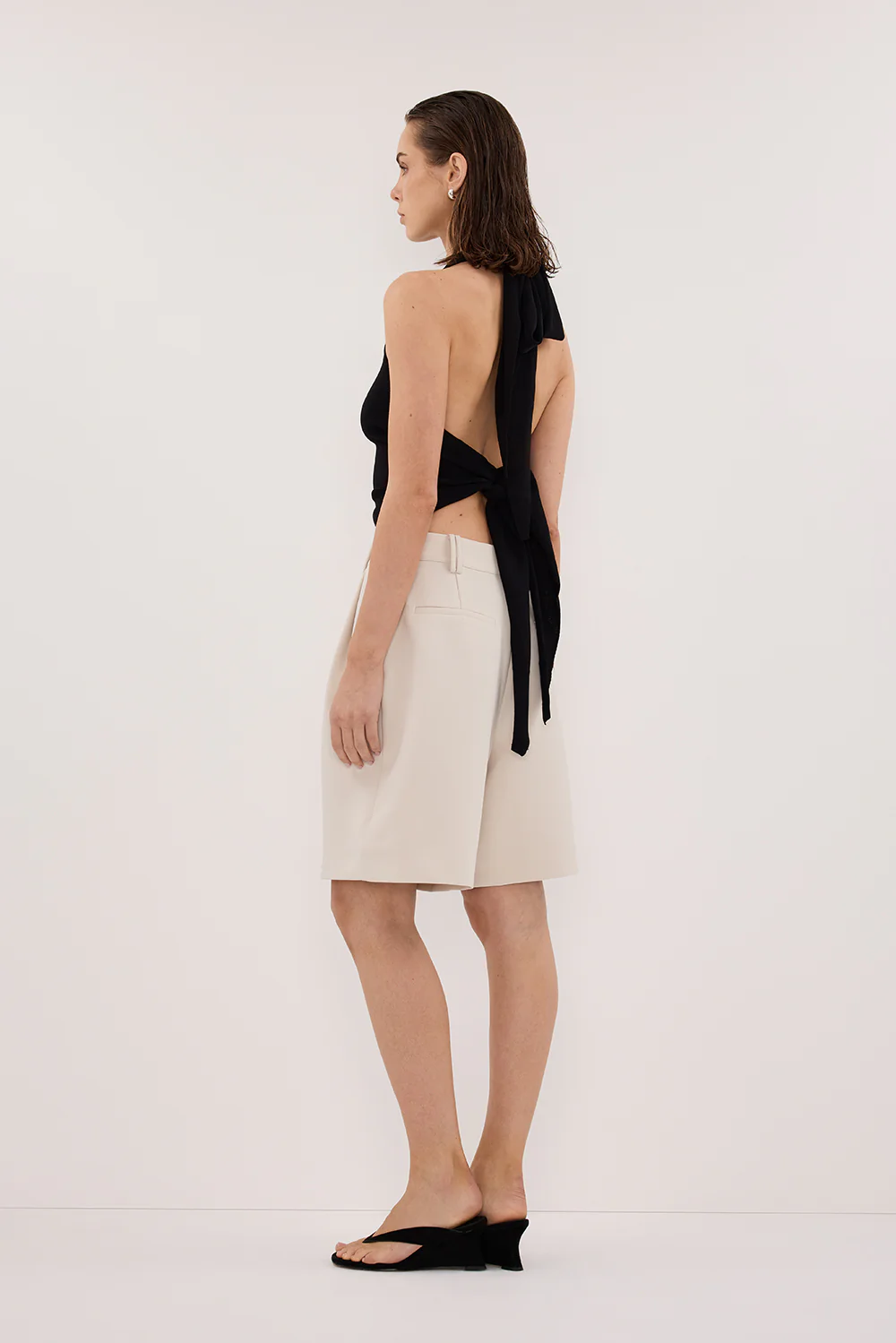 SOL BLACK SCARF HALTER KNIT TOP - Image 4