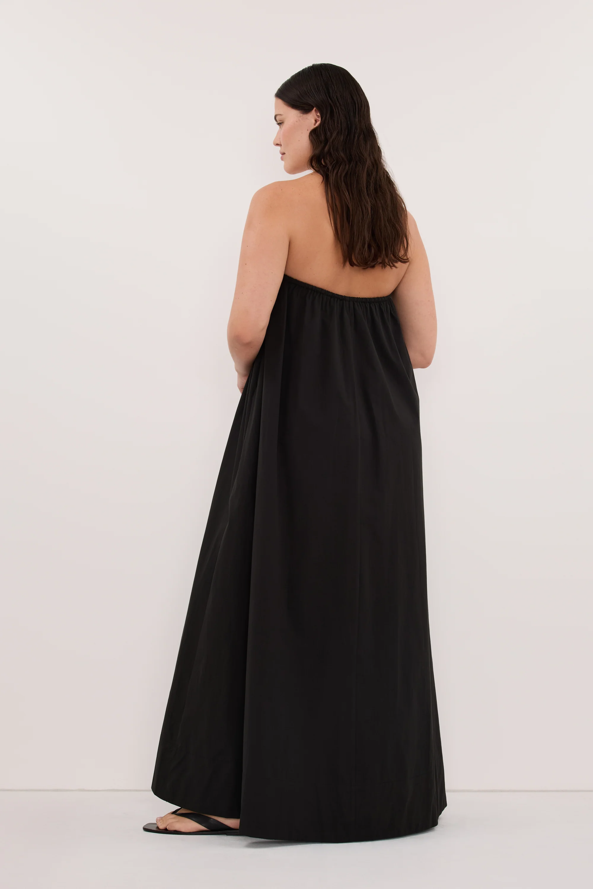 SOMMER BLACK STRAPLESS POPLIN MIDI DRESS - Image 7