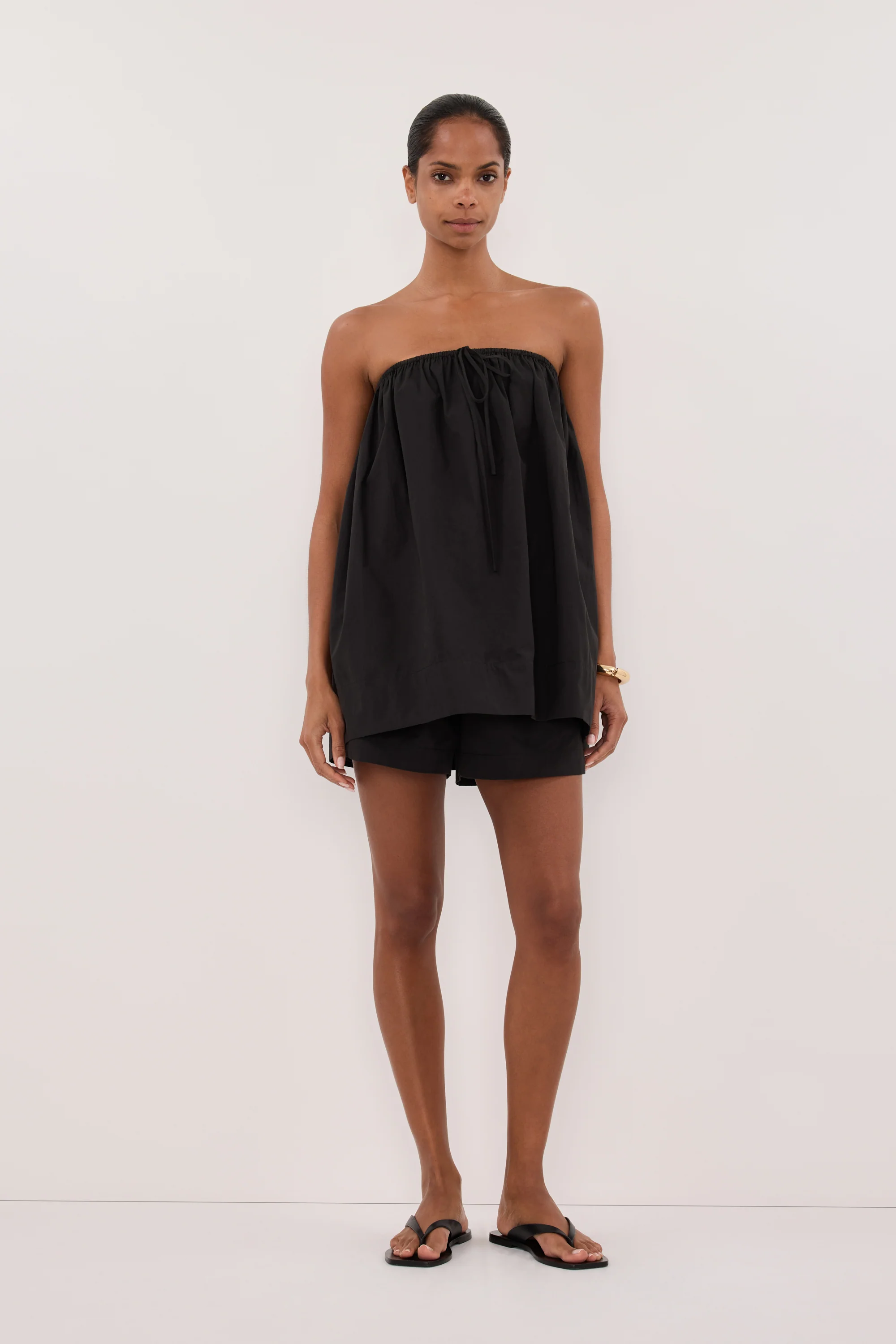 SOMMER BLACK STRAPLESS POPLIN TOP