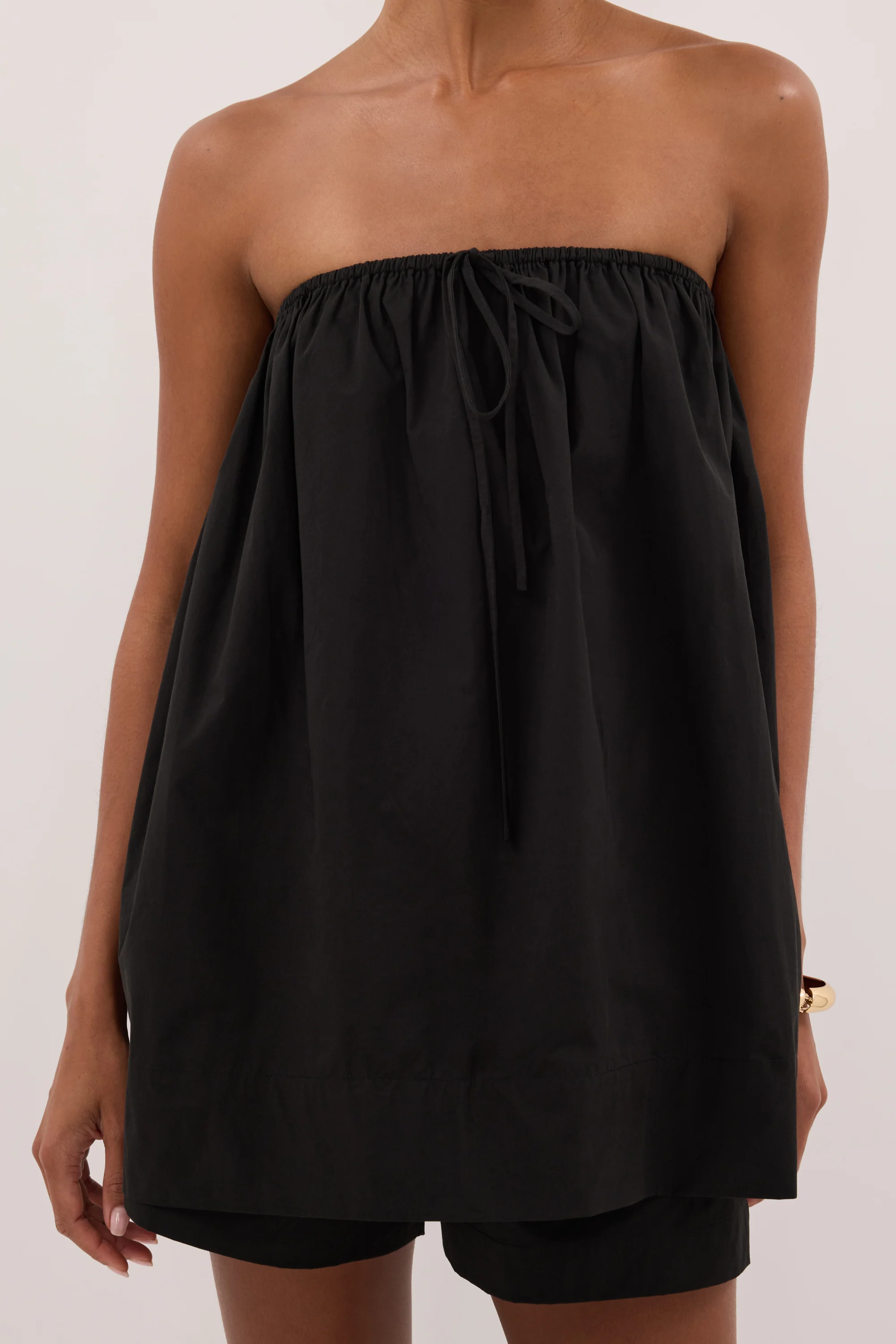 SOMMER BLACK STRAPLESS POPLIN TOP - Image 4
