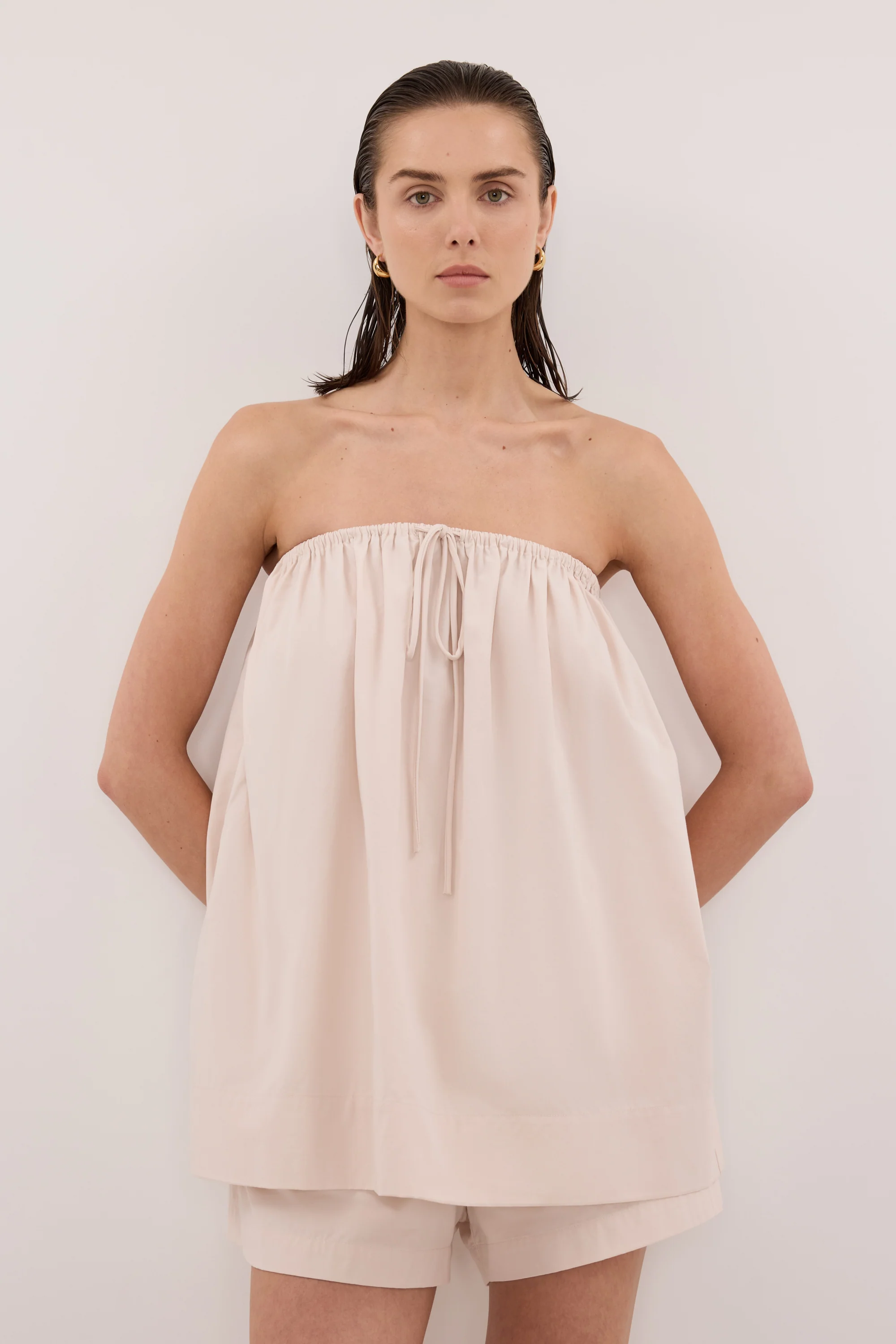 SOMMER POWDER STRAPLESS POPLIN TOP - Image 3