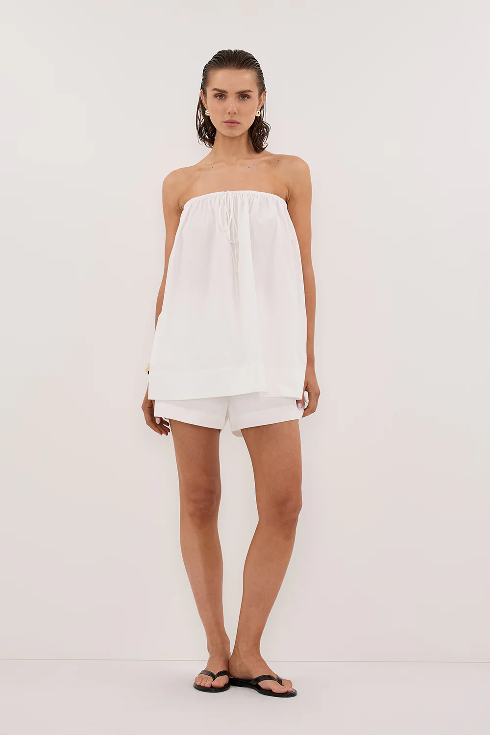 SOMMER WHITE STRAPLESS POPLIN TOP