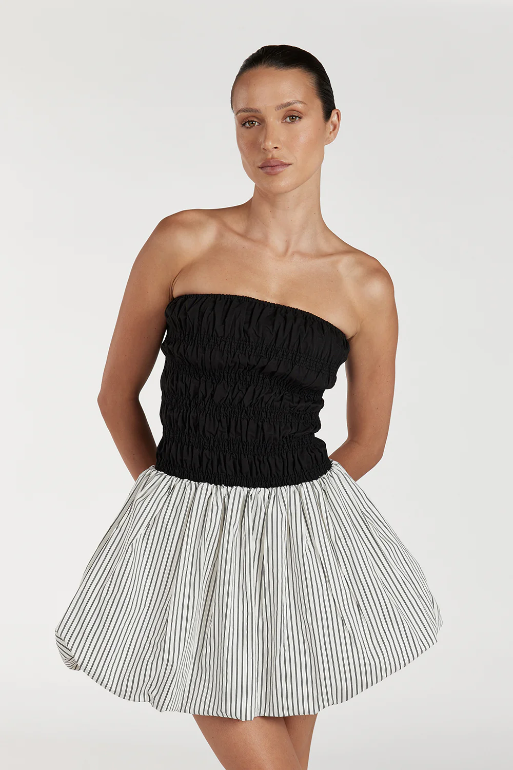 STOCKHOLM STRIPE SILK BLEND MINI DRESS - Image 2