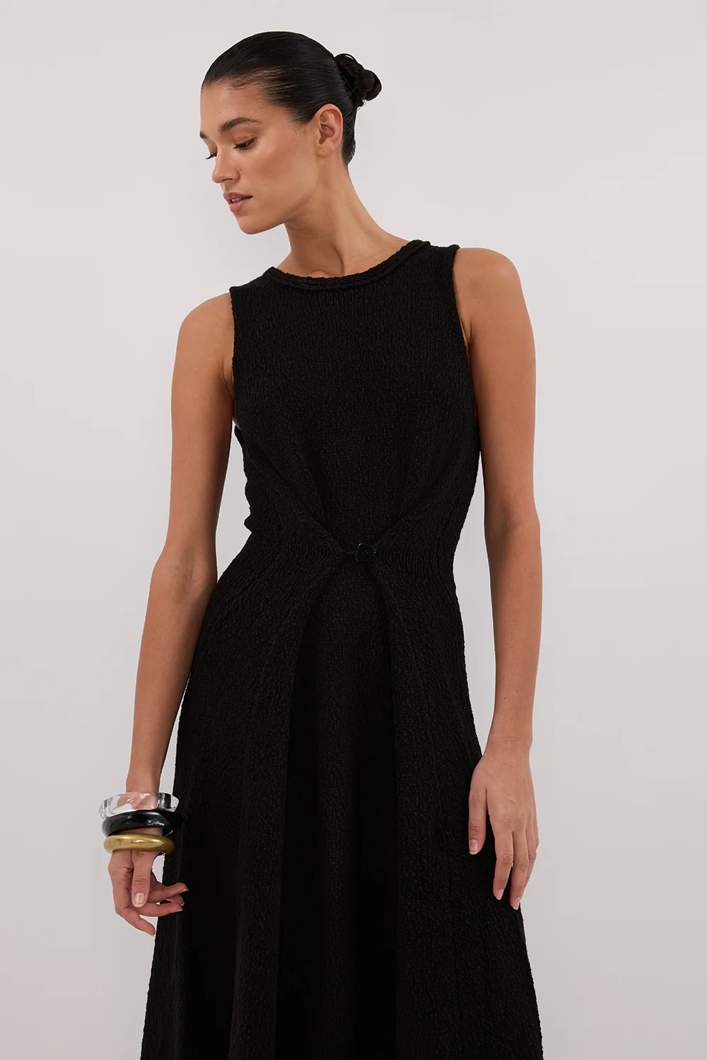 SUE BLACK KNIT MAXI DRESS - Image 2