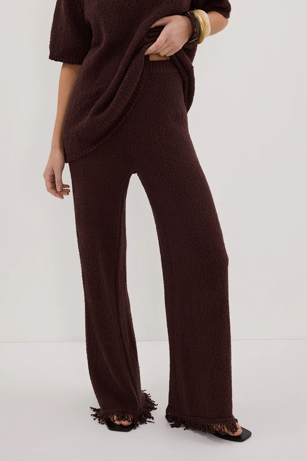 SUE CHOC FRINGE KNIT PANT - Image 2