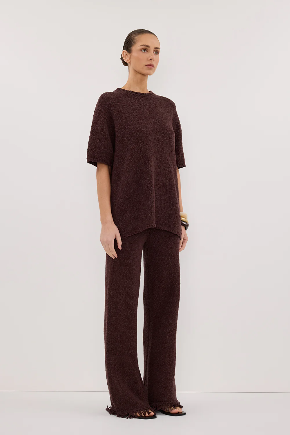 SUE CHOC FRINGE KNIT PANT - Image 3