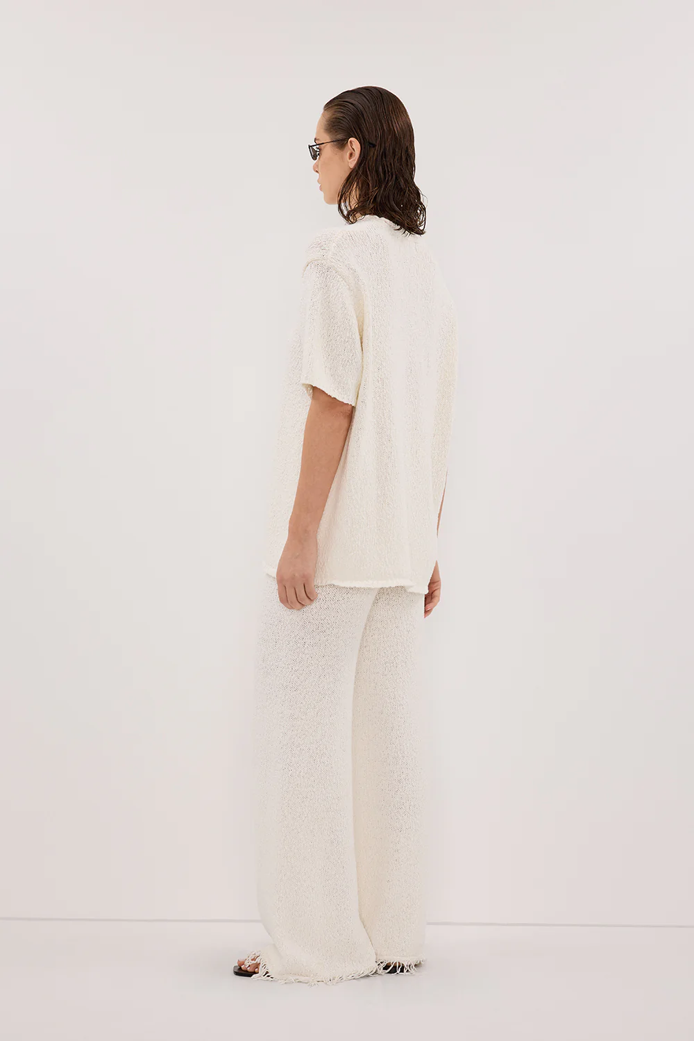 SUE OFF WHITE FRINGE KNIT PANT - Image 4
