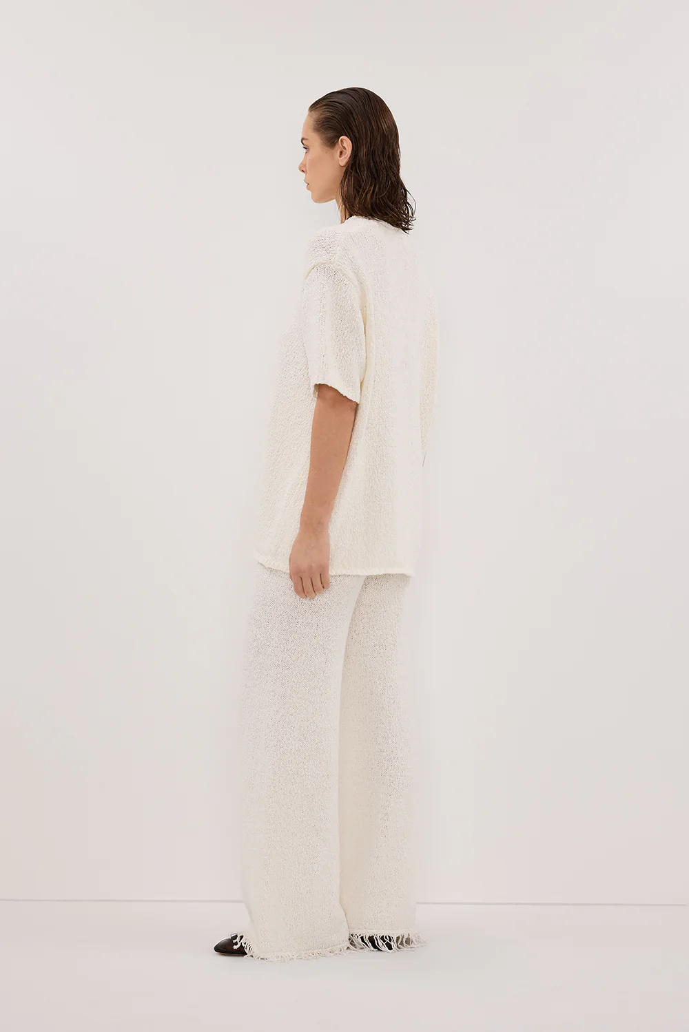 SUE OFF WHITE OVERSIZED KNIT TEE - Image 4