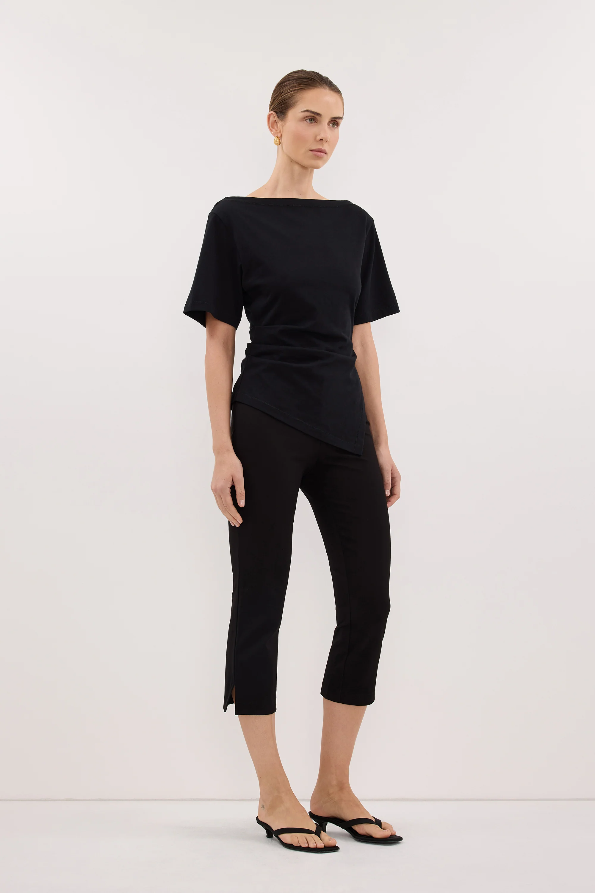 SWANN BLACK ASYM BOAT NECK TEE - Image 3