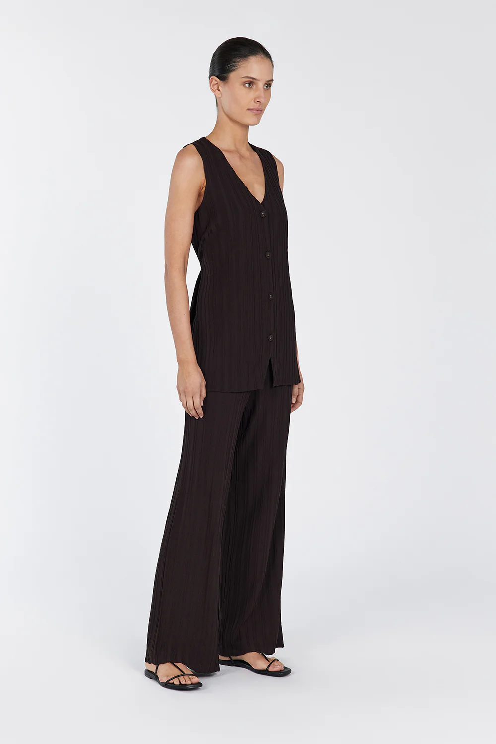 SYLVIA BITTER CHOC LONGLINE VEST - Image 3