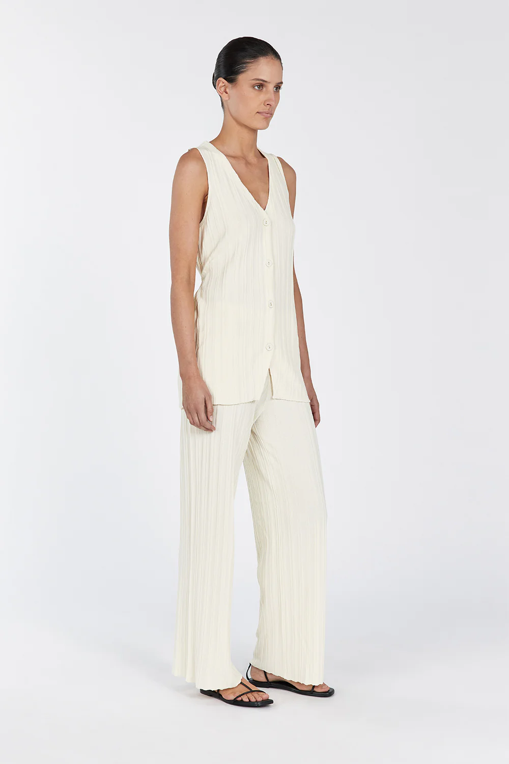 SYLVIA CREAM LONGLINE VEST - Image 3