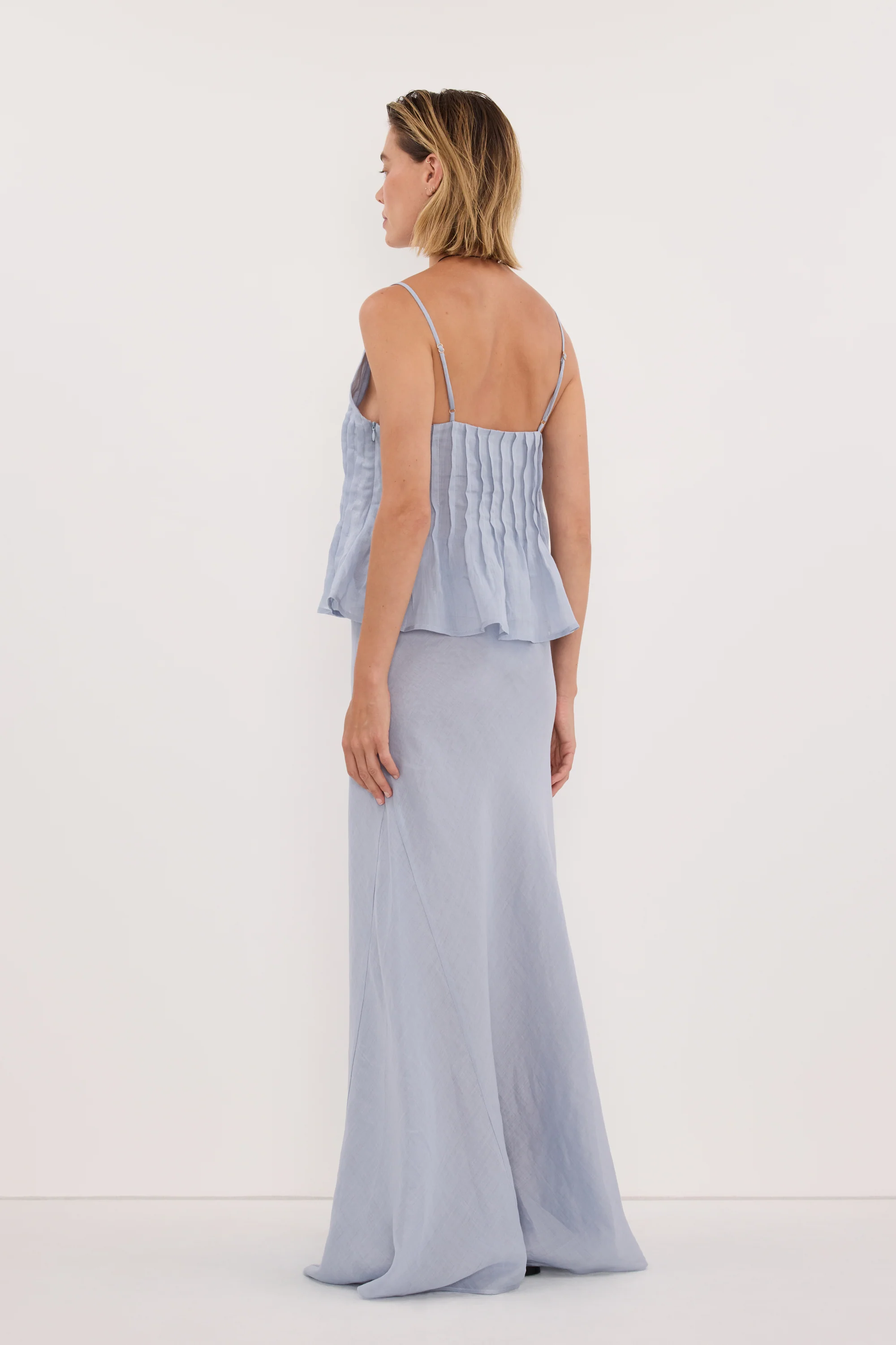 TAHLIA DUSTY BLUE RAMIE TOP - Image 3