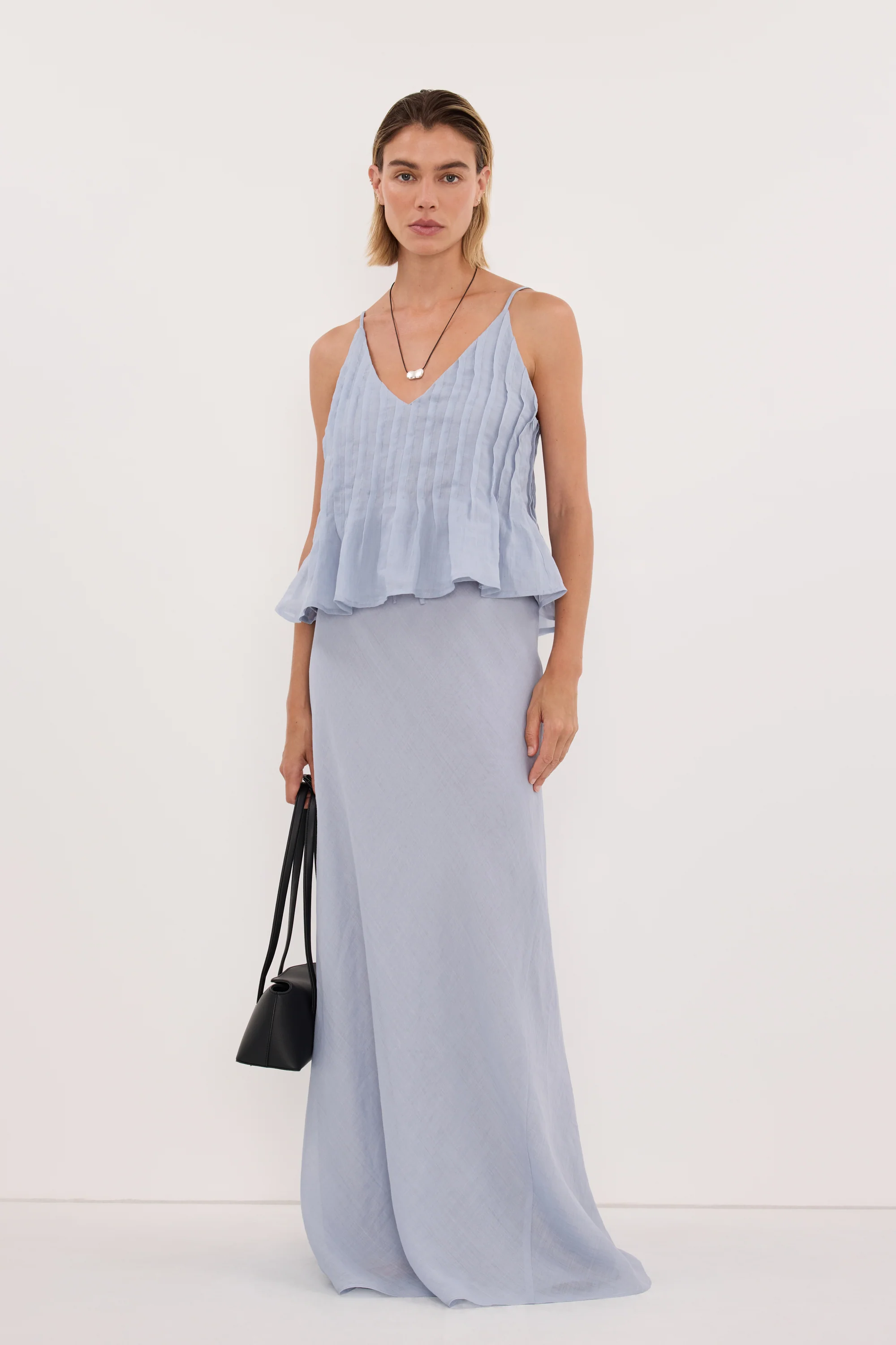 TAHLIA DUSTY BLUE RAMIE TOP - Image 4