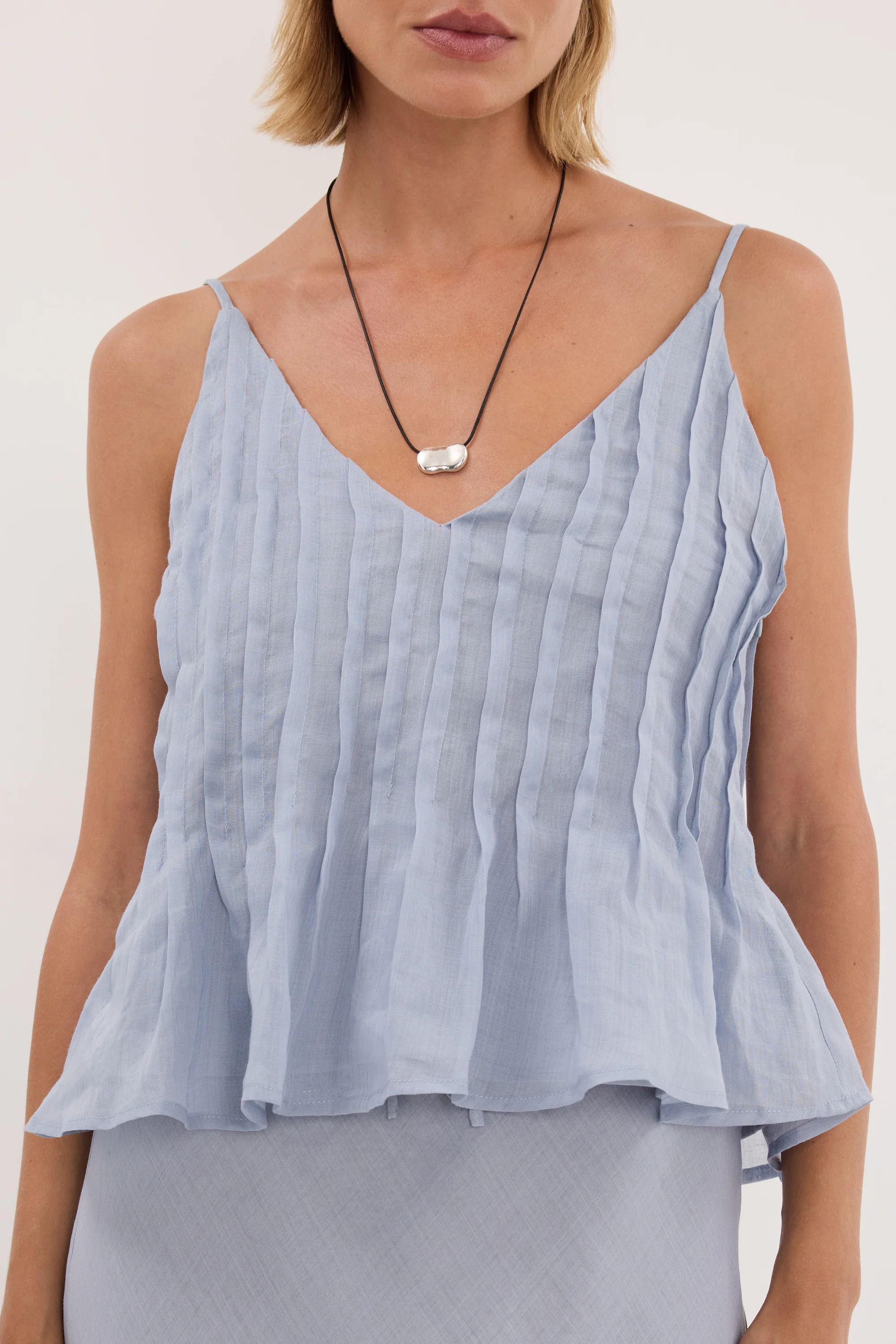 TAHLIA DUSTY BLUE RAMIE TOP - Image 5