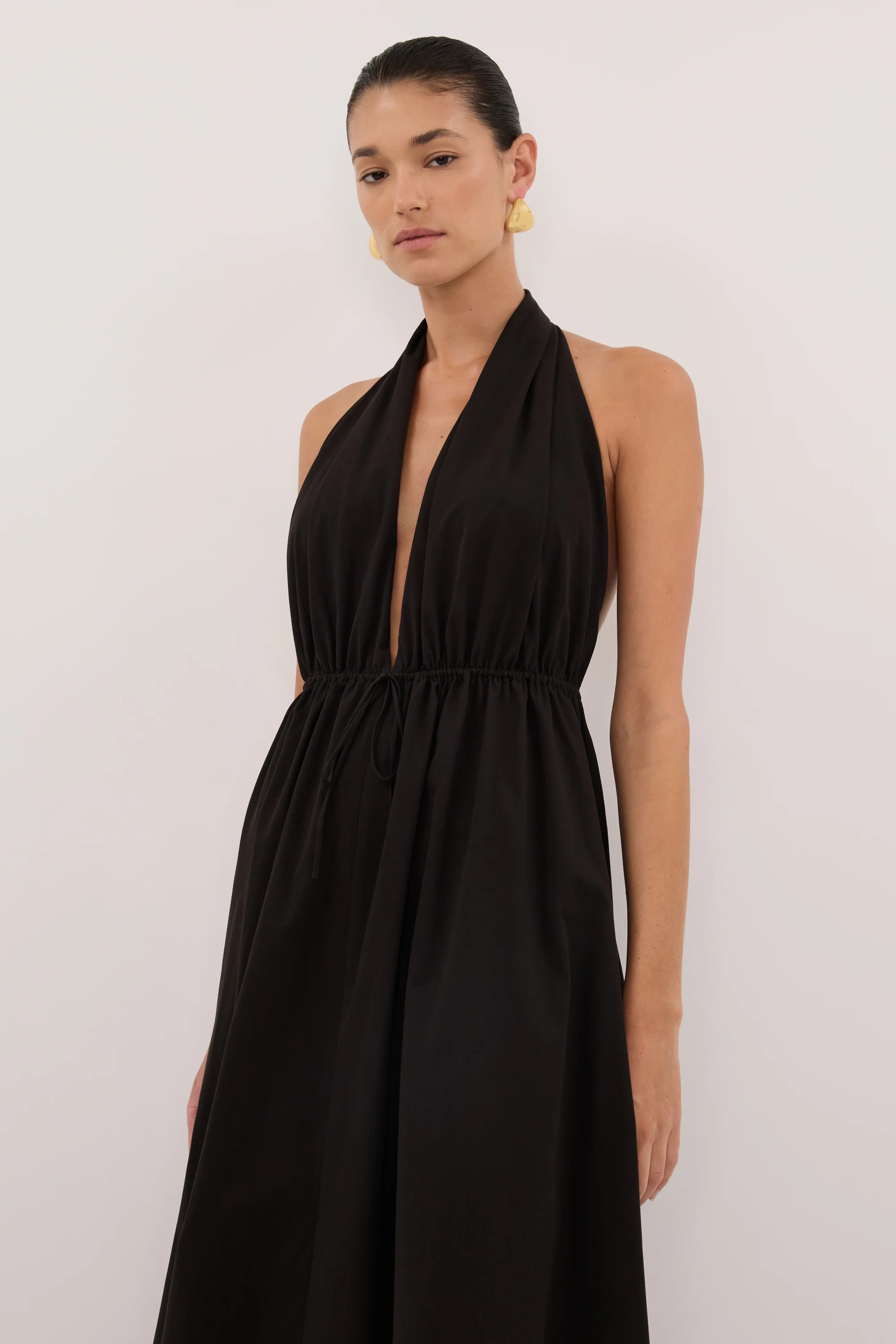 TAMMY BLACK SLEEVELESS COTTON MIDI DRESS - Image 2