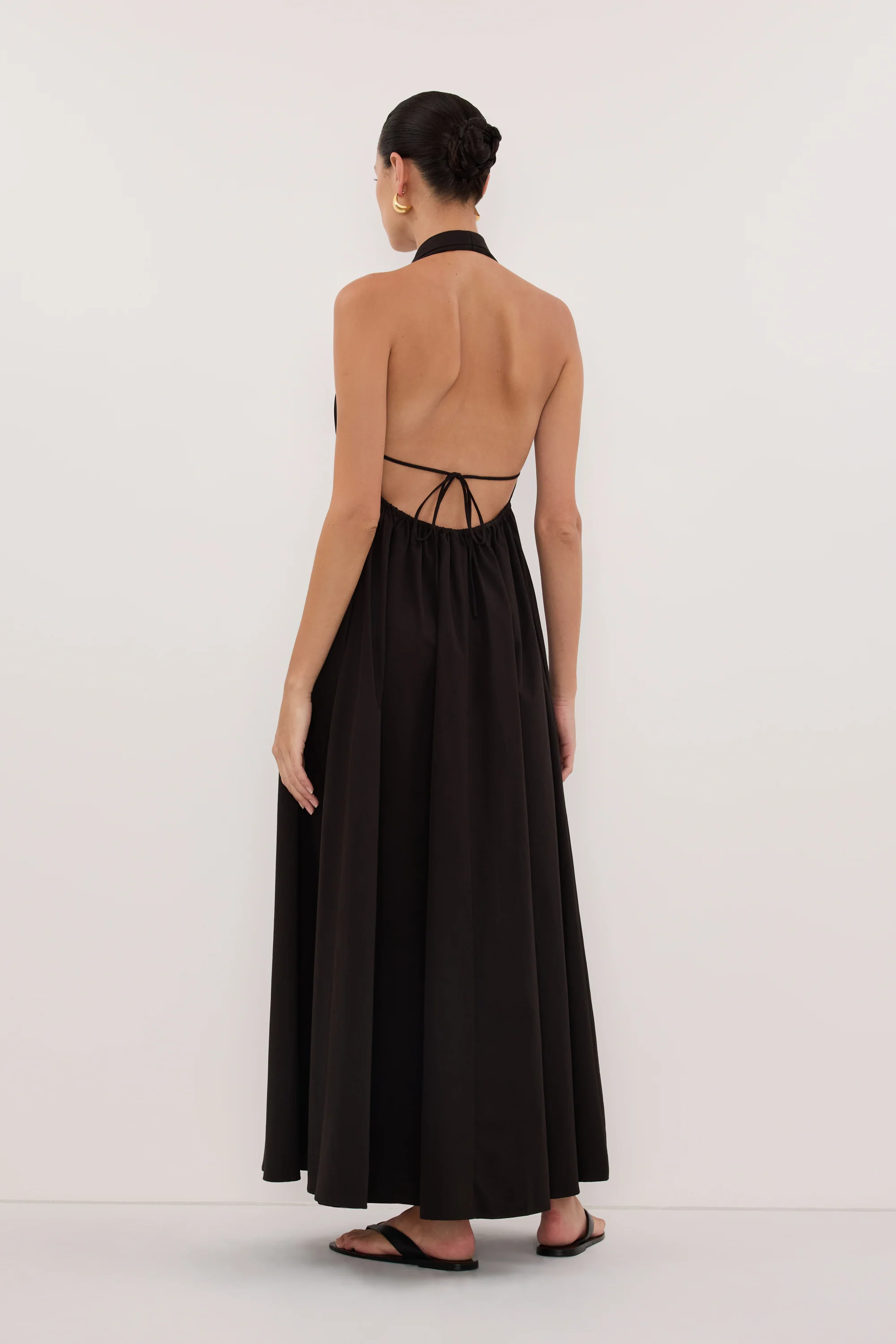 TAMMY BLACK SLEEVELESS COTTON MIDI DRESS - Image 3