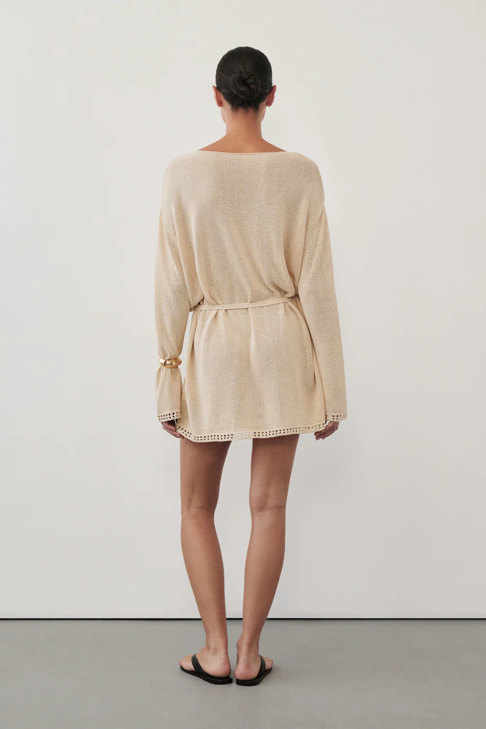 TARI NATURAL KNIT LONG SLEEVE MINI DRESS - Image 3