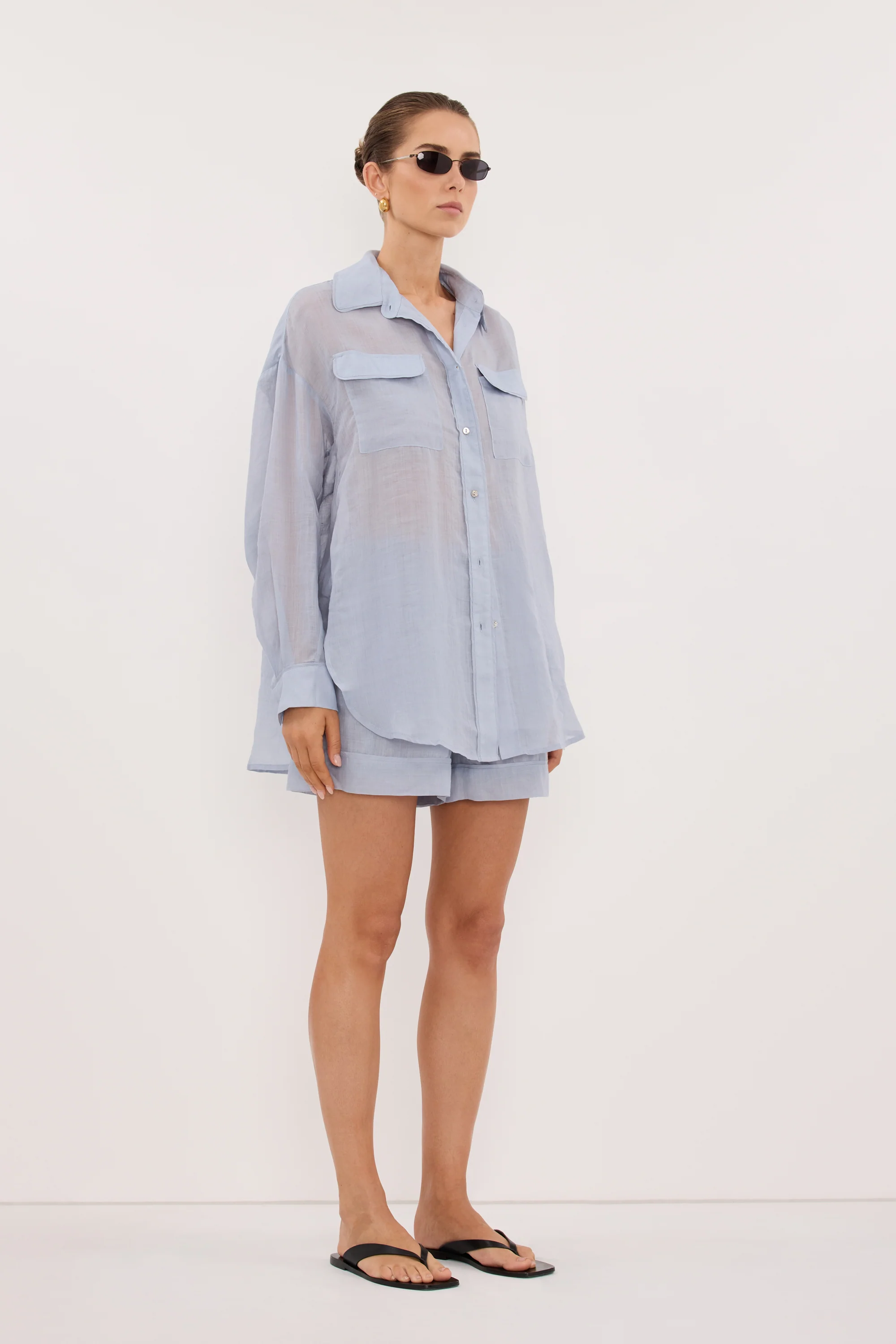 TENLEY DUSTY BLUE RAMIE SHIRT - Image 3