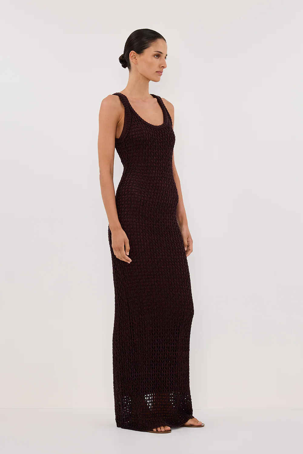 TESS CHOC CROCHET KNIT MAXI DRESS - Image 3