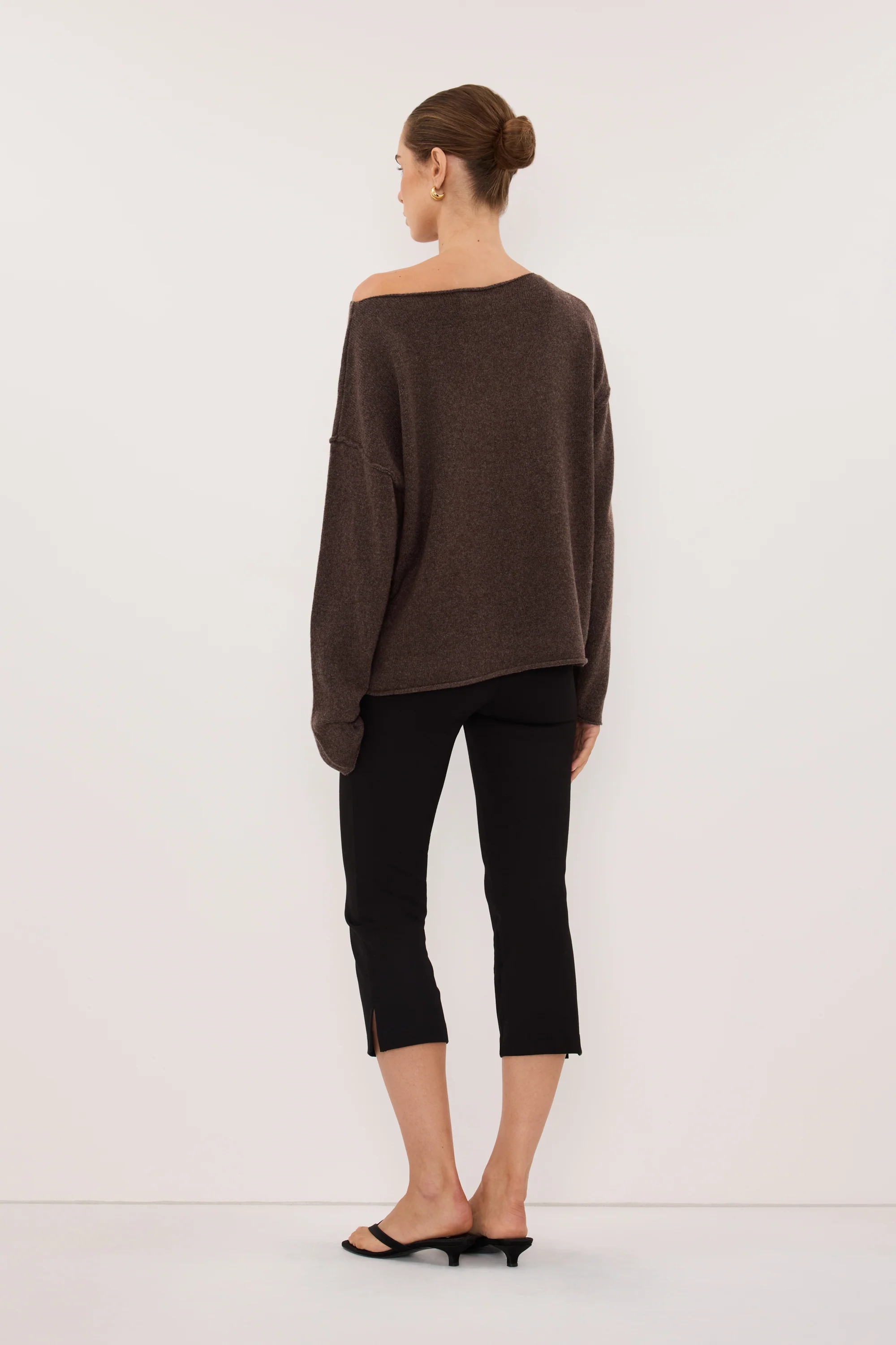 TESS CHOC MARLE BOATNECK KNIT JUMPER - Image 4