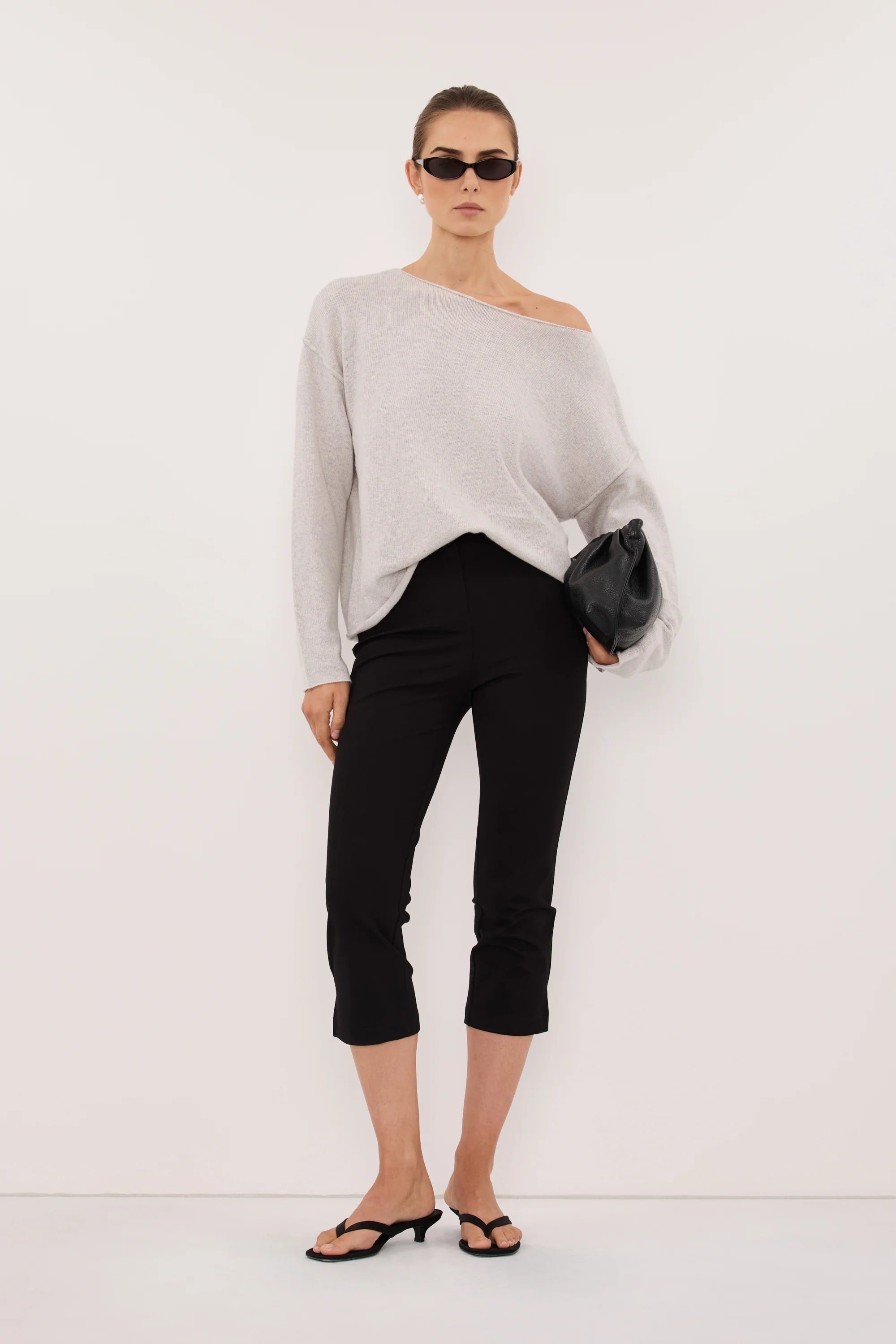 TESS SILVER BOATNECK KNIT JUMPER