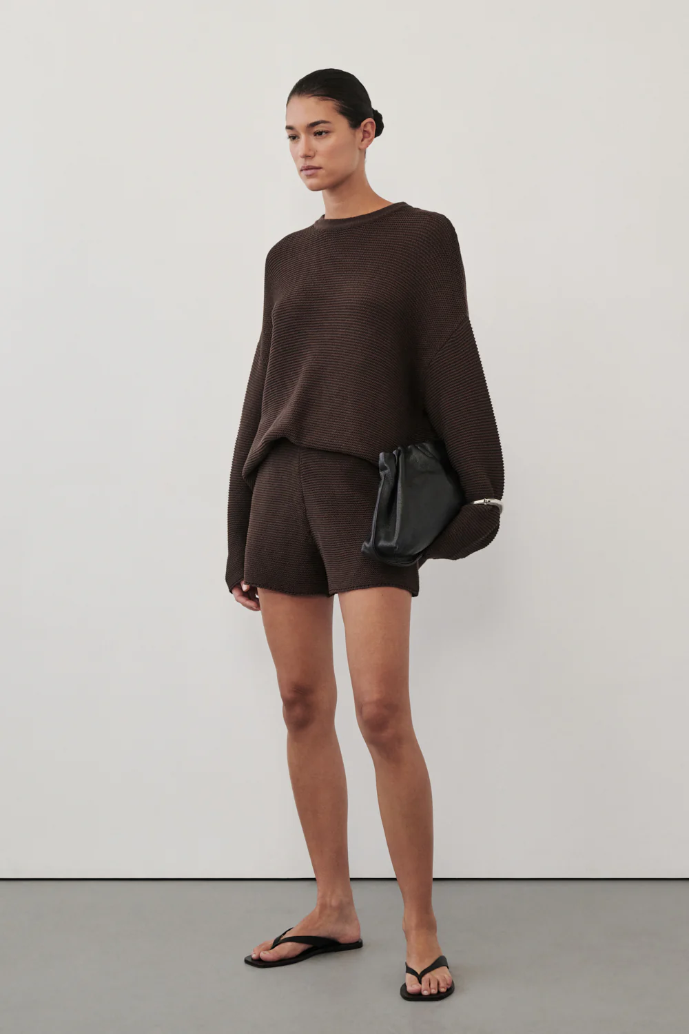 THEA BURNT CHOC COTTON KNIT JUMPER - Image 3