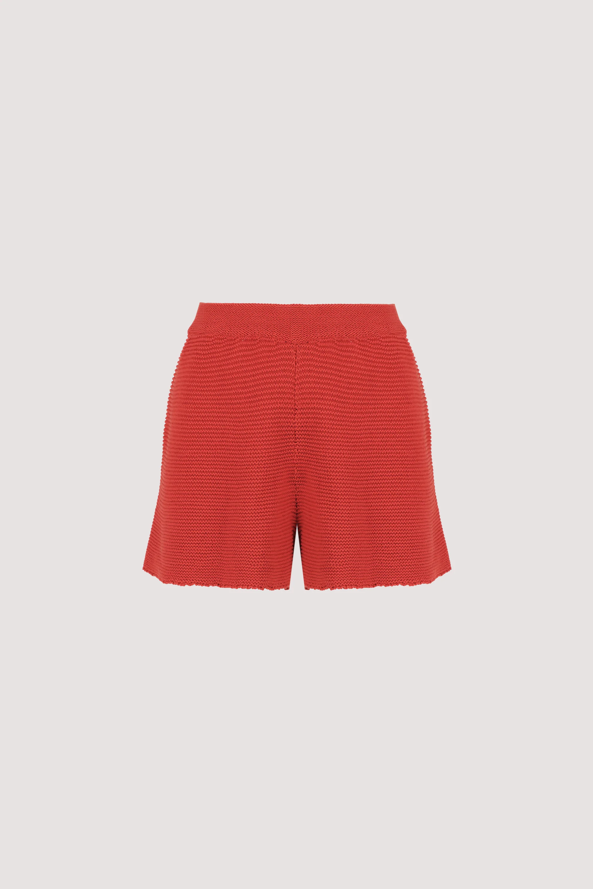THEA BURNT RED COTTON KNIT SHORTS - Image 8
