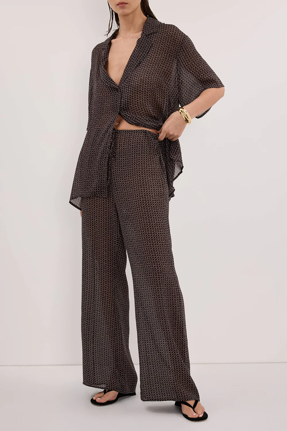 TIA CHOC MICRO CHECK PANT - Image 2