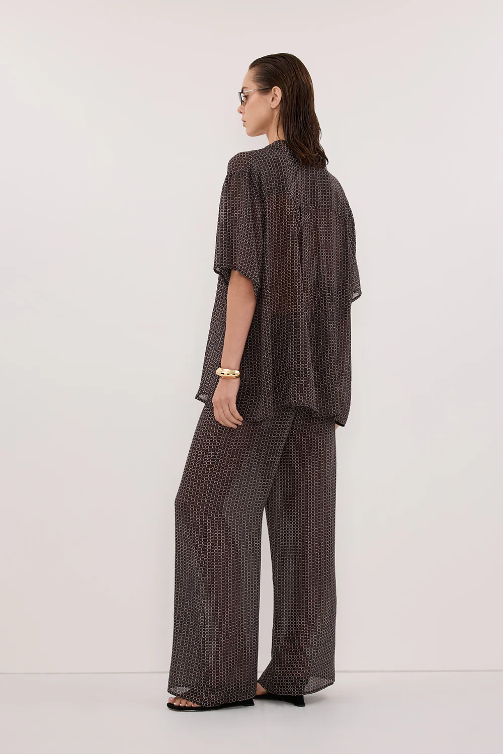 TIA CHOC MICRO CHECK SHIRT - Image 3