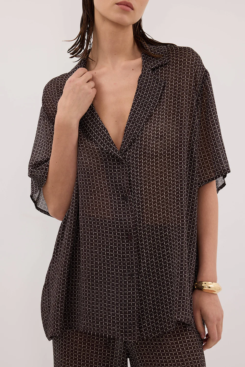 TIA CHOC MICRO CHECK SHIRT - Image 4