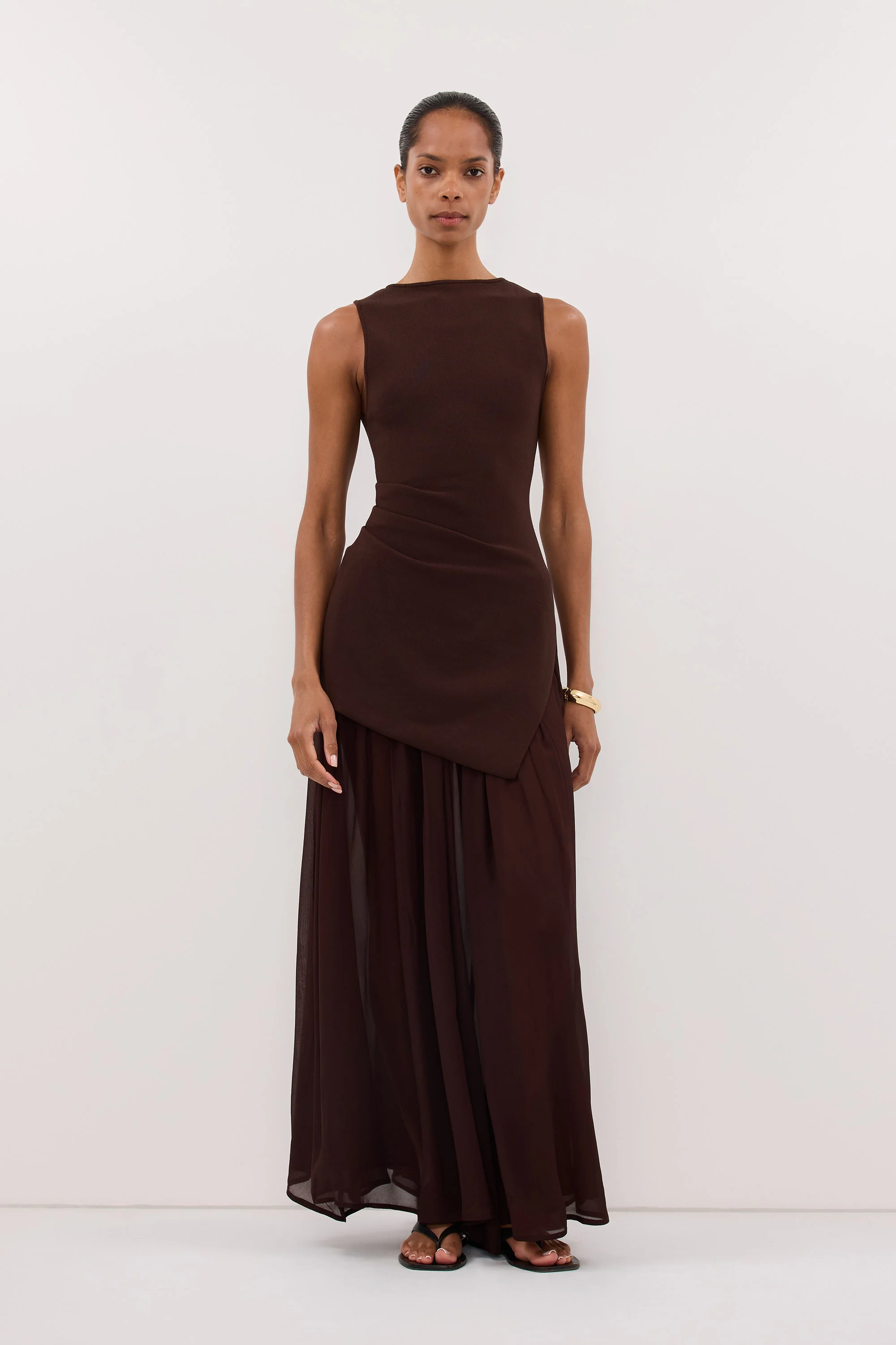 TIANA DARK CHOC MIDI SKIRT