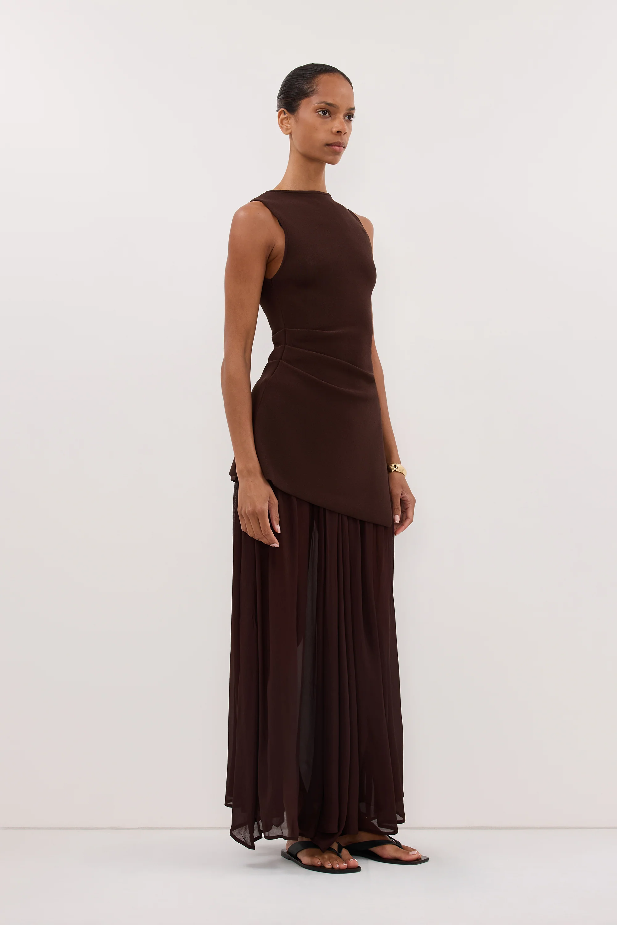 TIANA DARK CHOC MIDI SKIRT - Image 4