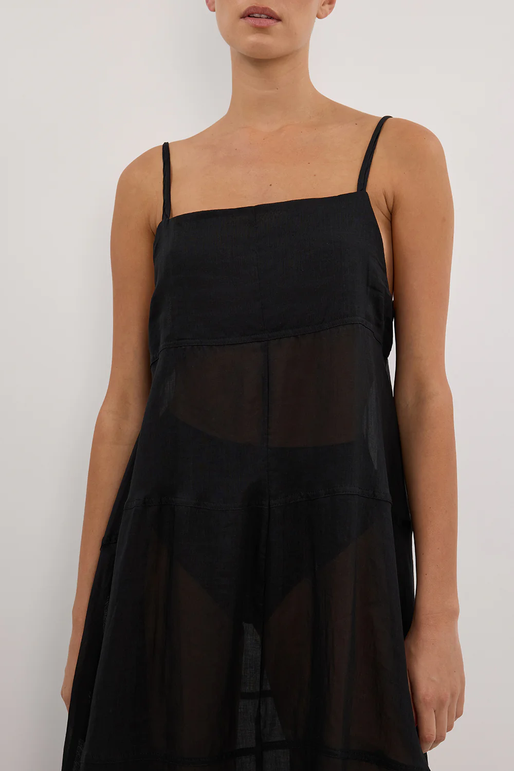 TINA BLACK RAMIE HIGH NECK MIDI DRESS - Image 6
