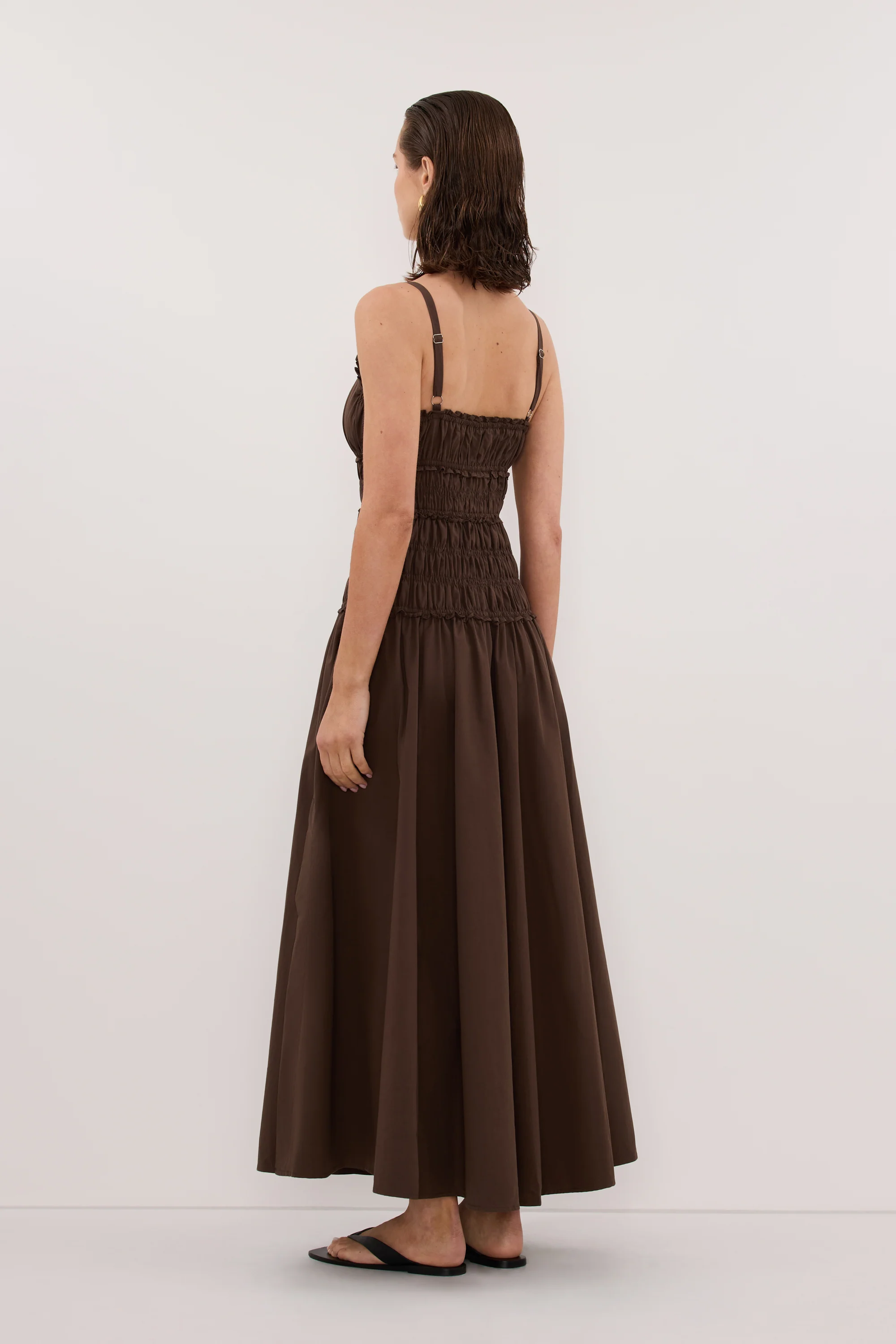 TOBY BITTER CHOC COTTON MIDI DRESS - Image 4