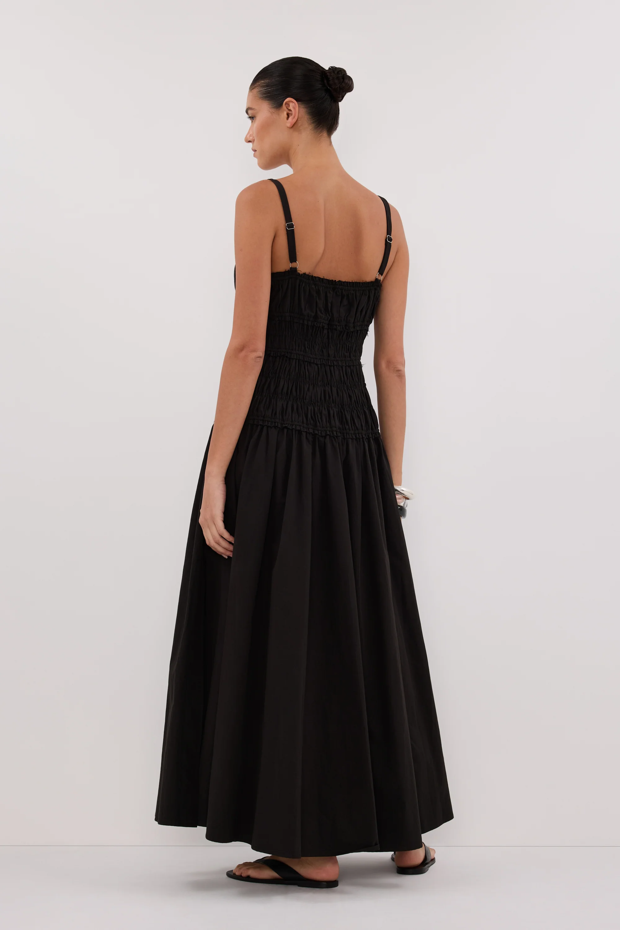 TOBY BLACK COTTON MIDI DRESS - Image 4