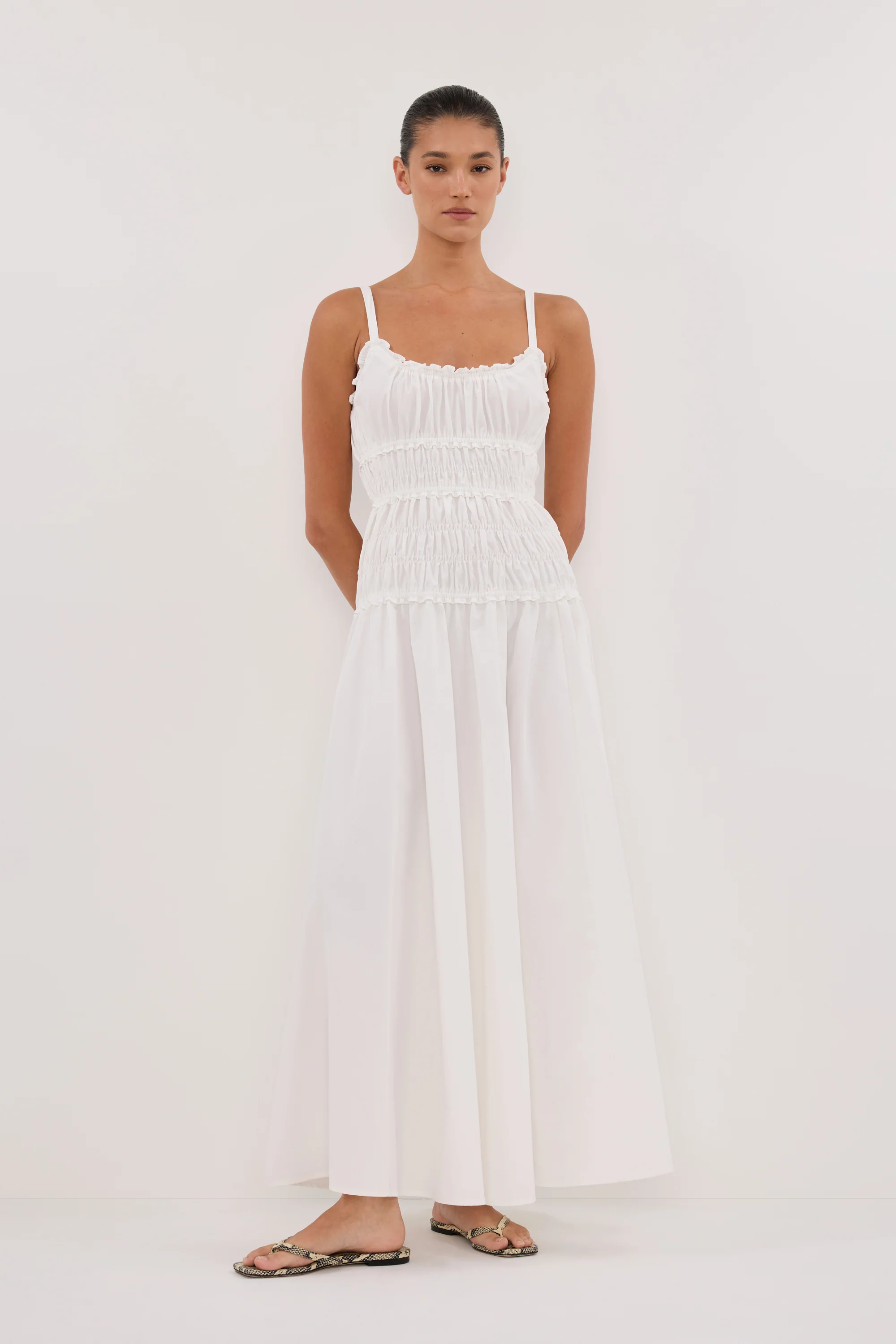 TOBY WHITE COTTON MIDI DRESS