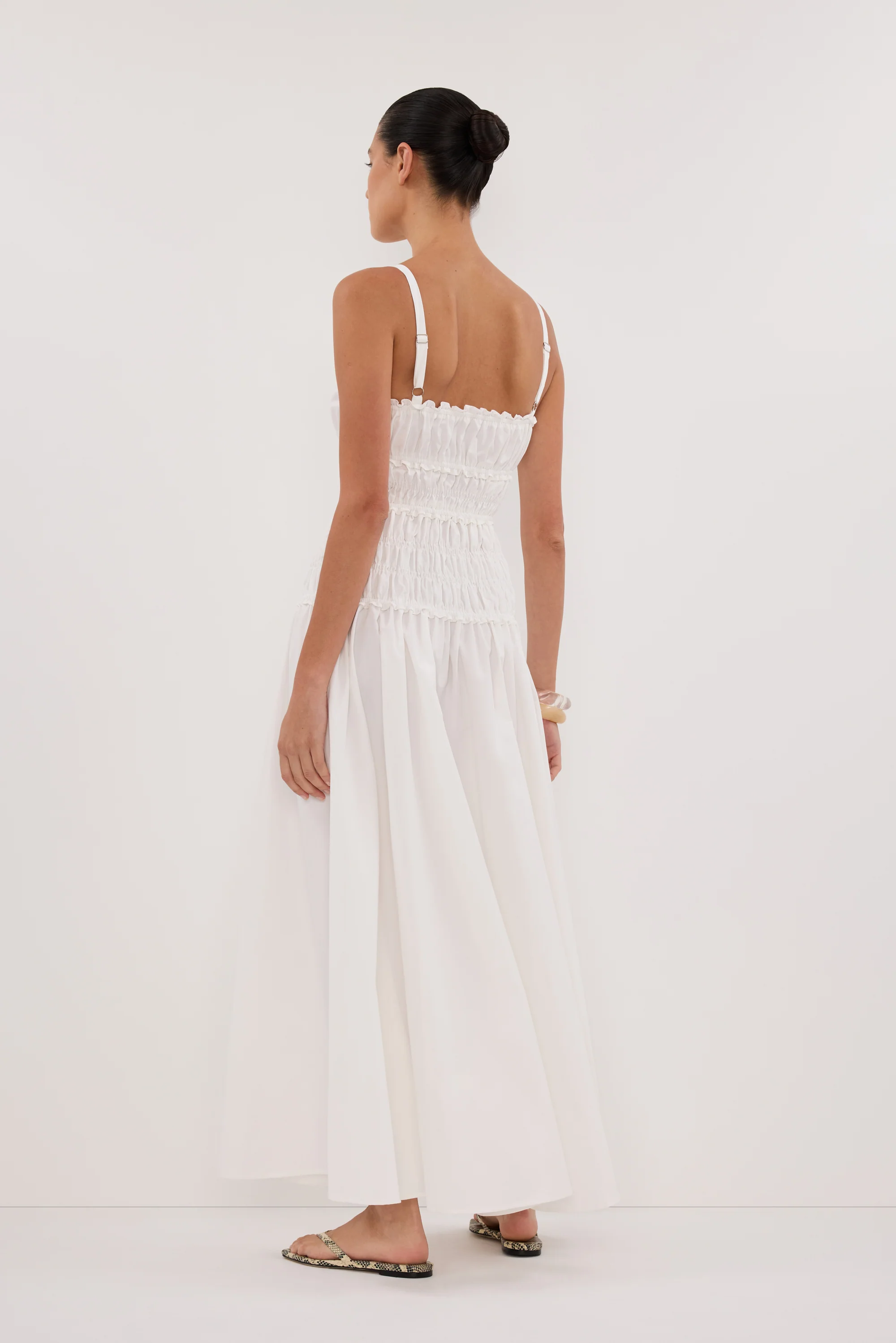 TOBY WHITE COTTON MIDI DRESS - Image 3